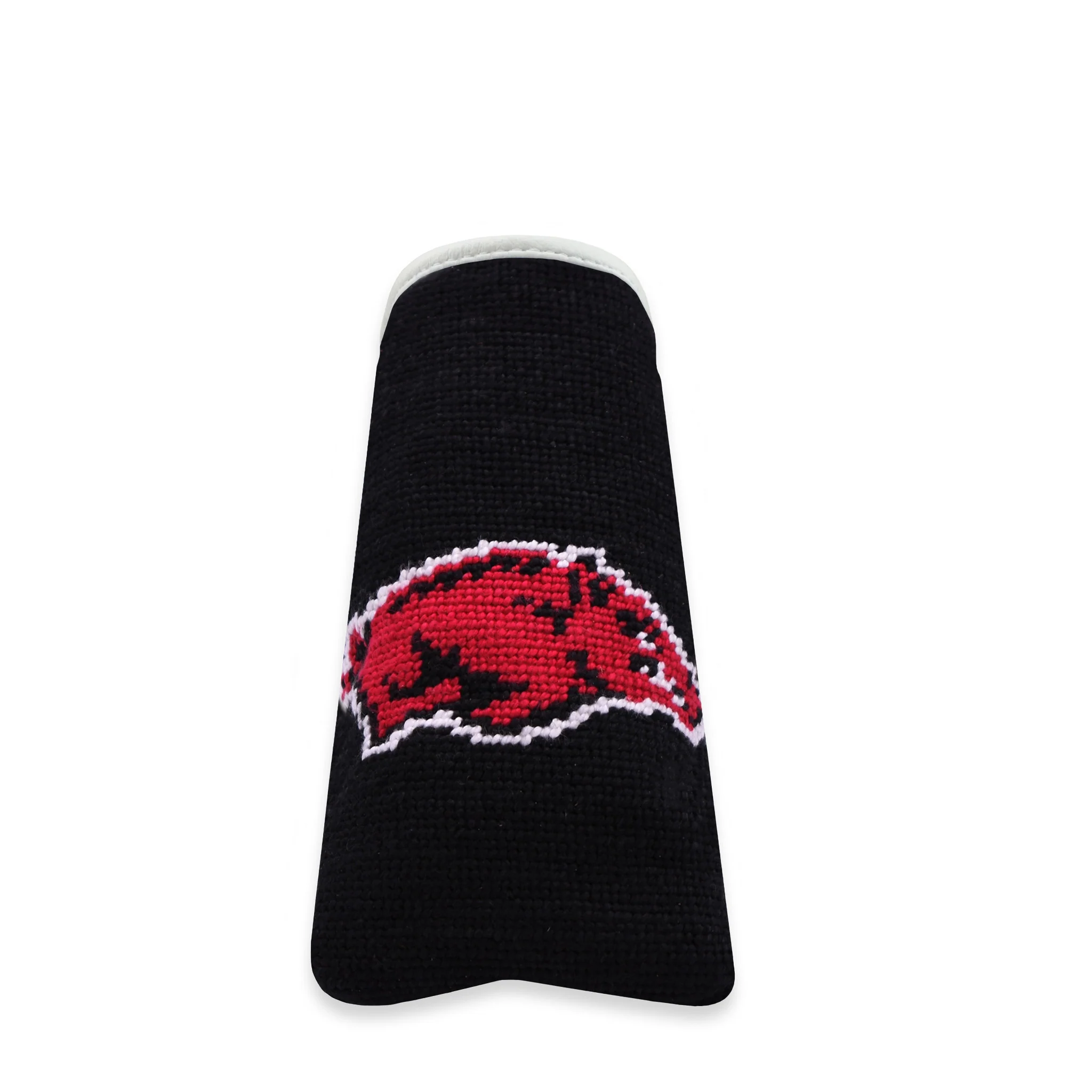Arkansas Putter Headcover (Black - White-Cranberry Multi Stripes) - Image 2