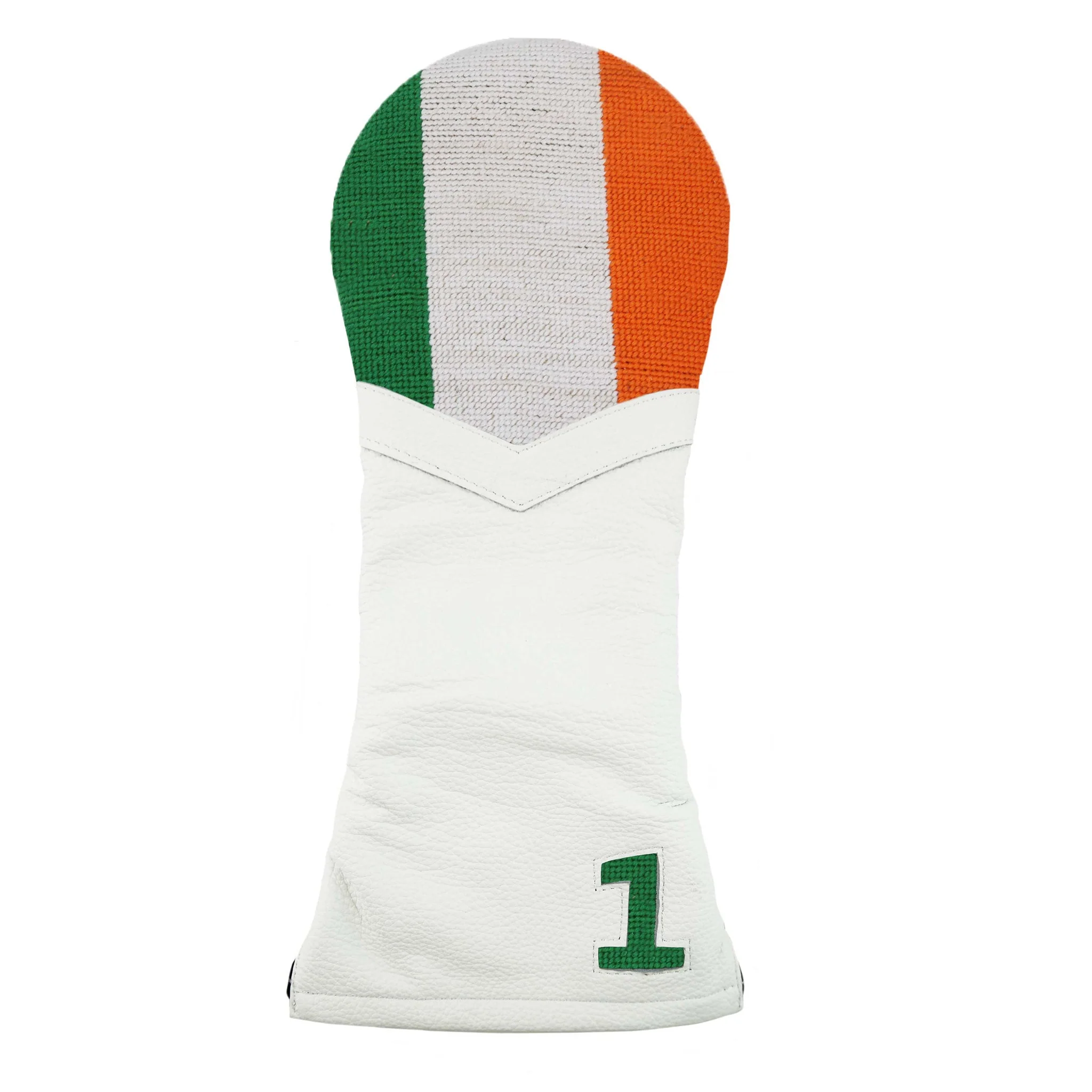 Big Irish Flag Driver Headcover (White Leather)