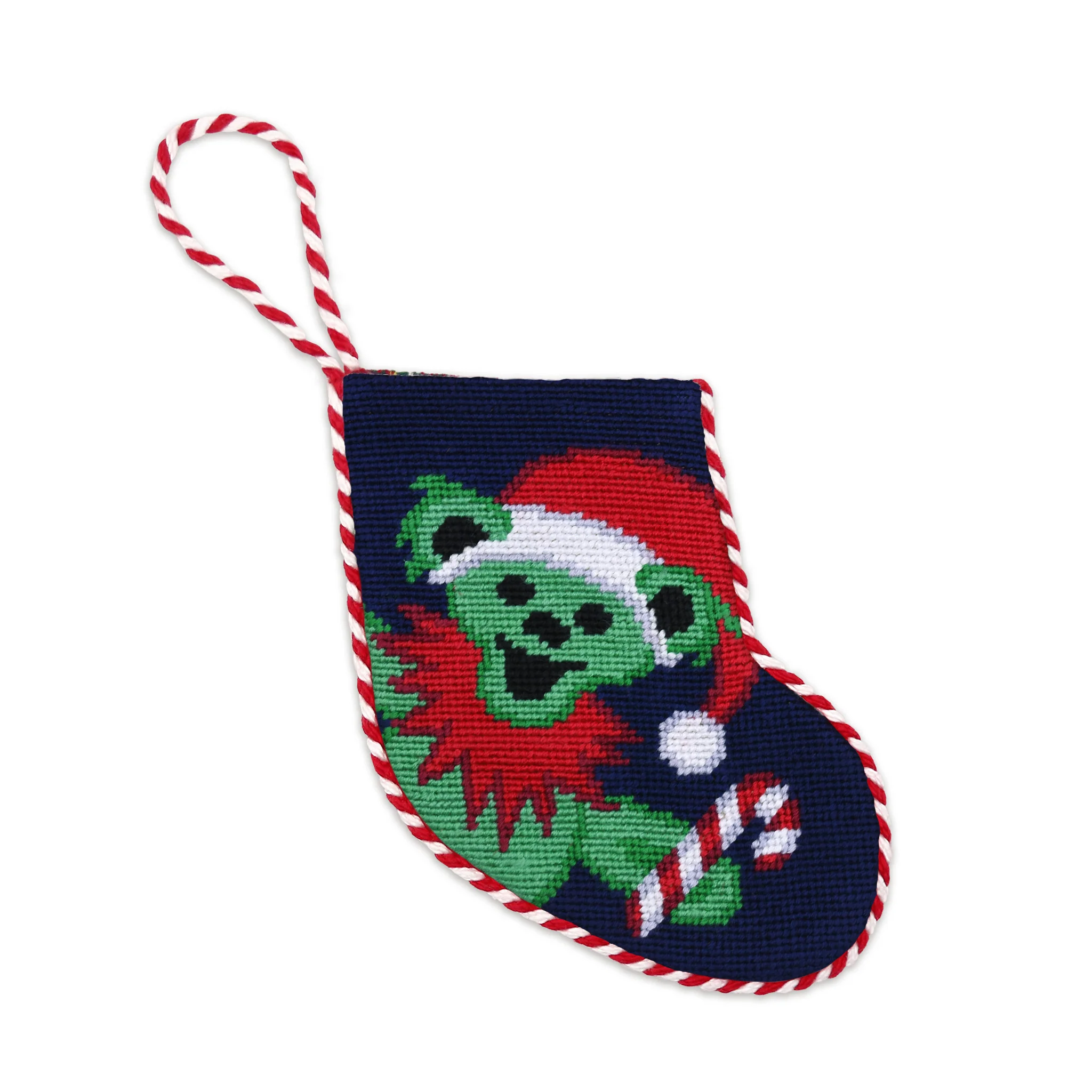 Big Santa Dancing Bear Stocking Ornament (Dark Navy)