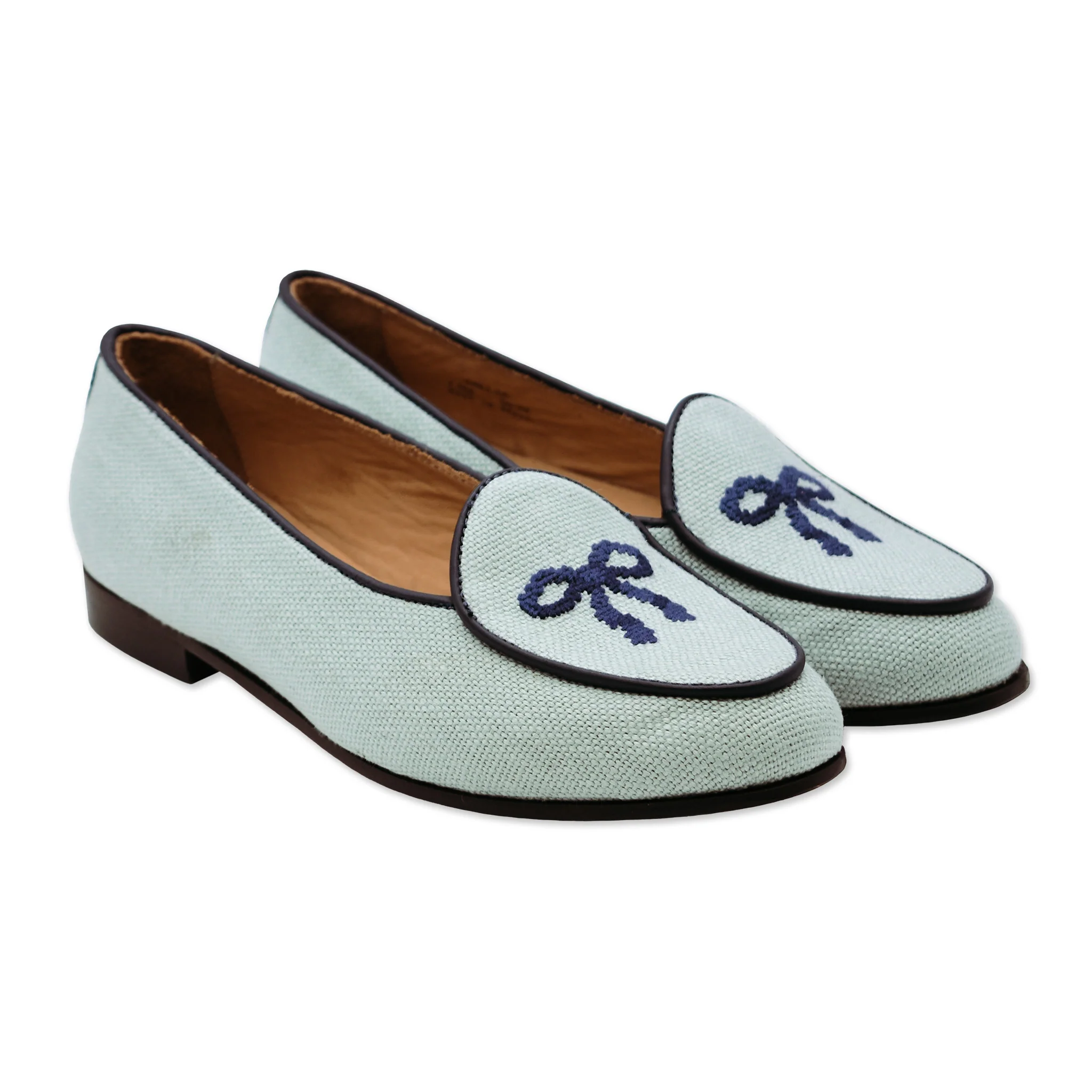Bow Women's Linen Belgian Loafers (Mist Linen)