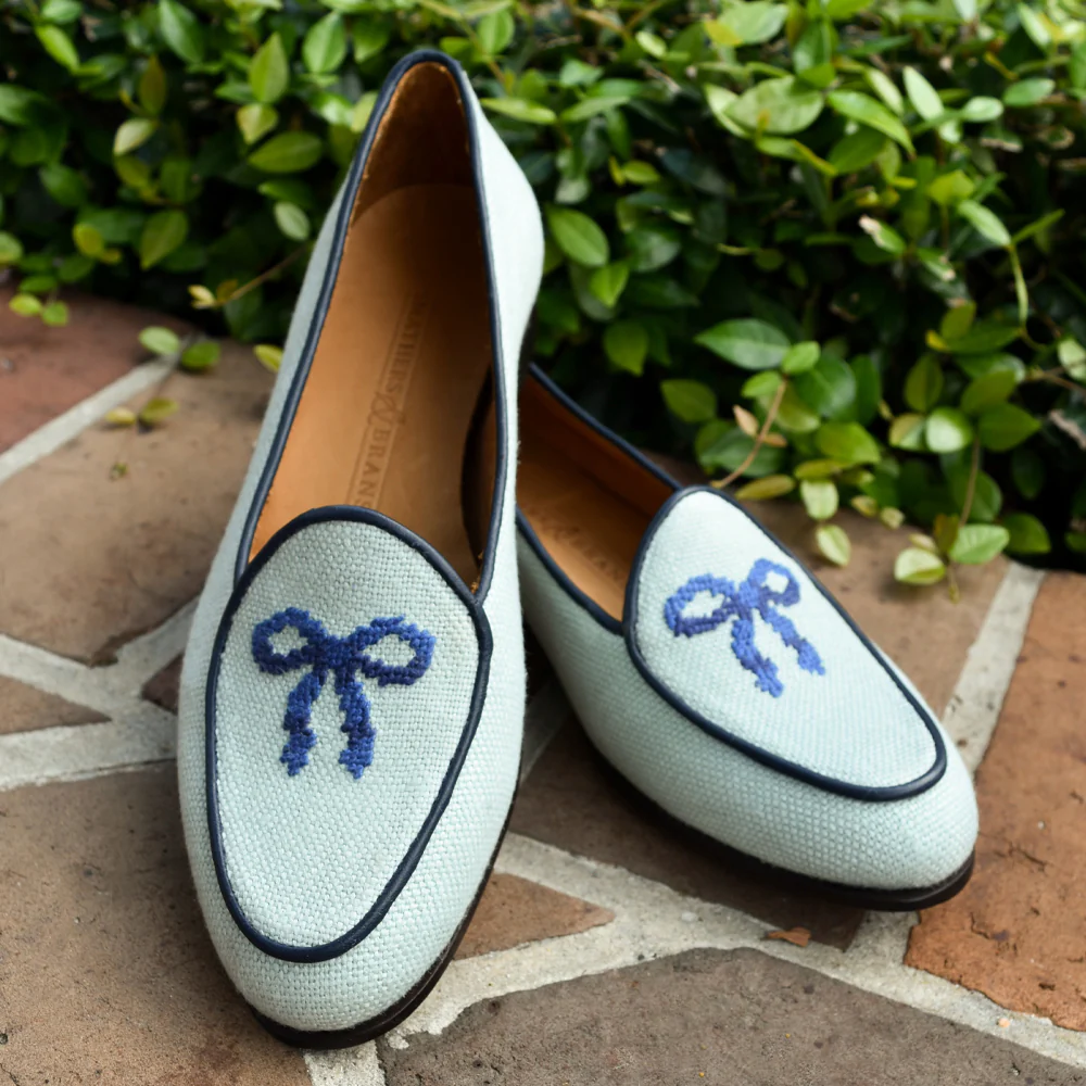 Bow Women's Linen Belgian Loafers (Mist Linen) - Image 7