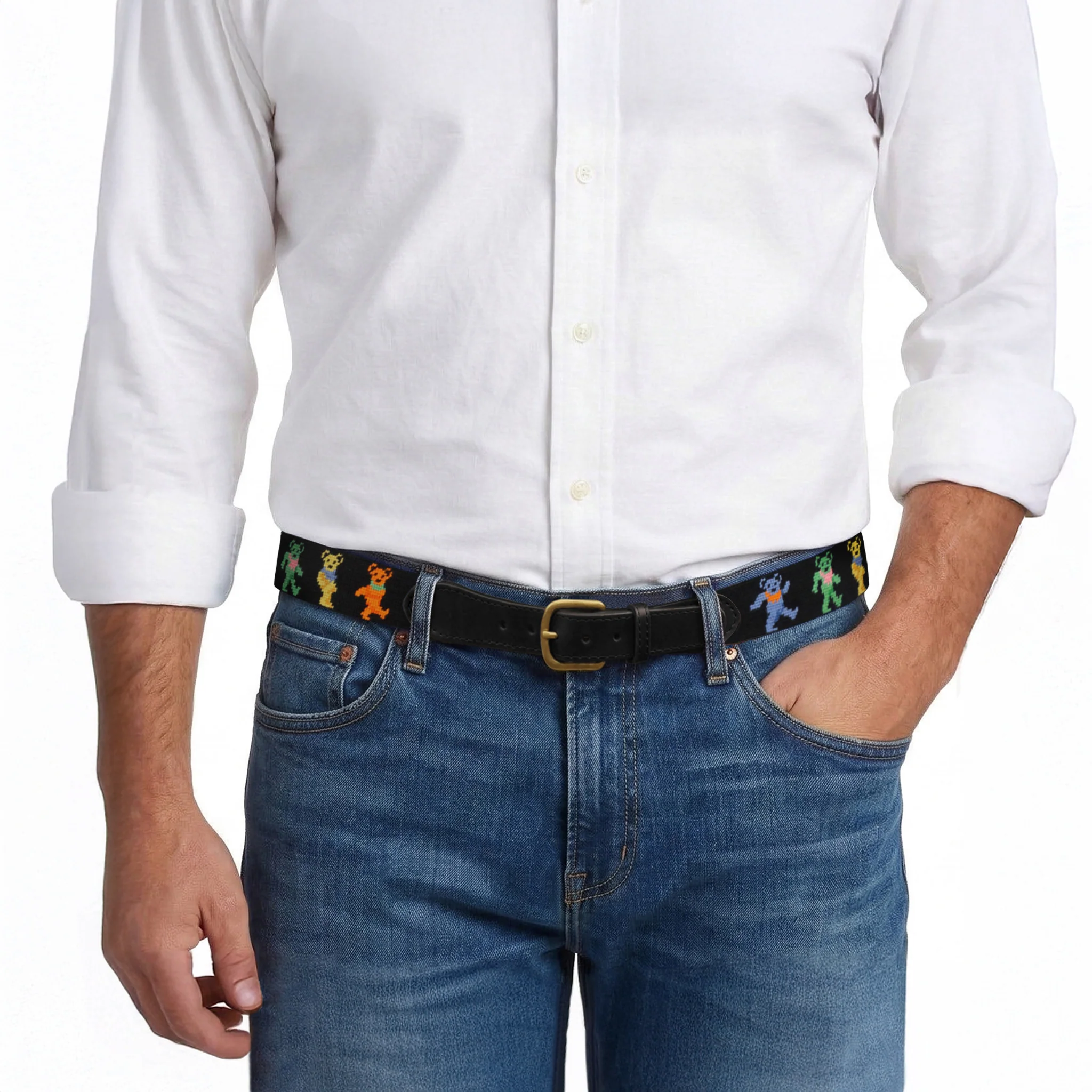 Dancing Bears Belt (Black) (Black Leather) - Image 6