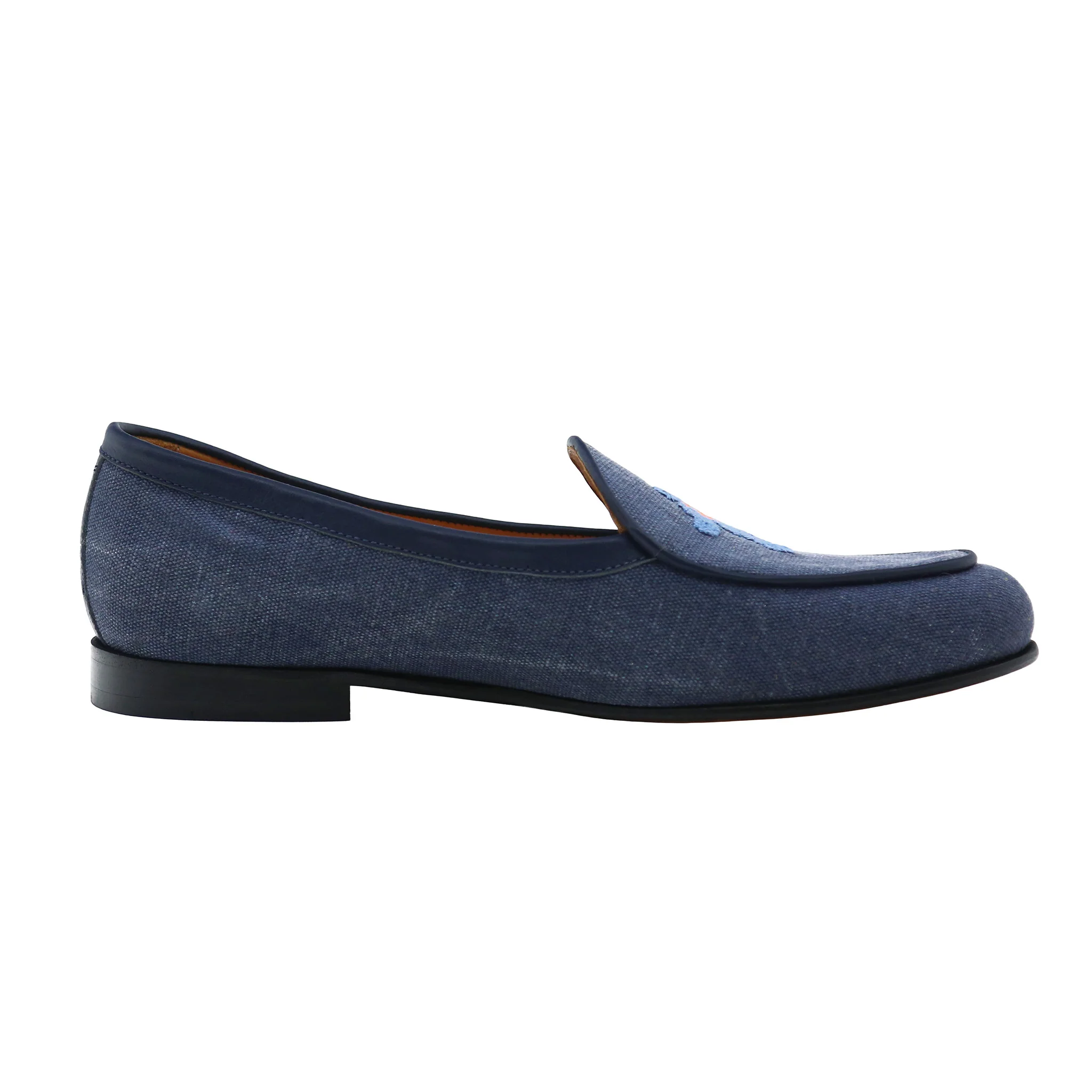Dancing Bears Canvas Belgian Loafers (Slate Canvas) (Marine Leather) - Image 3