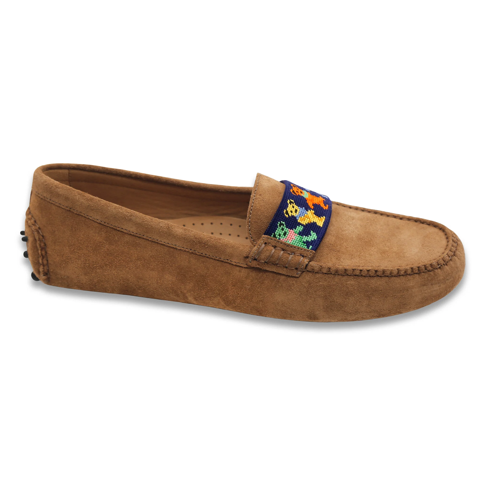 Dancing Bears Driving Shoes (Dark Navy) (Cognac Suede) - Image 3