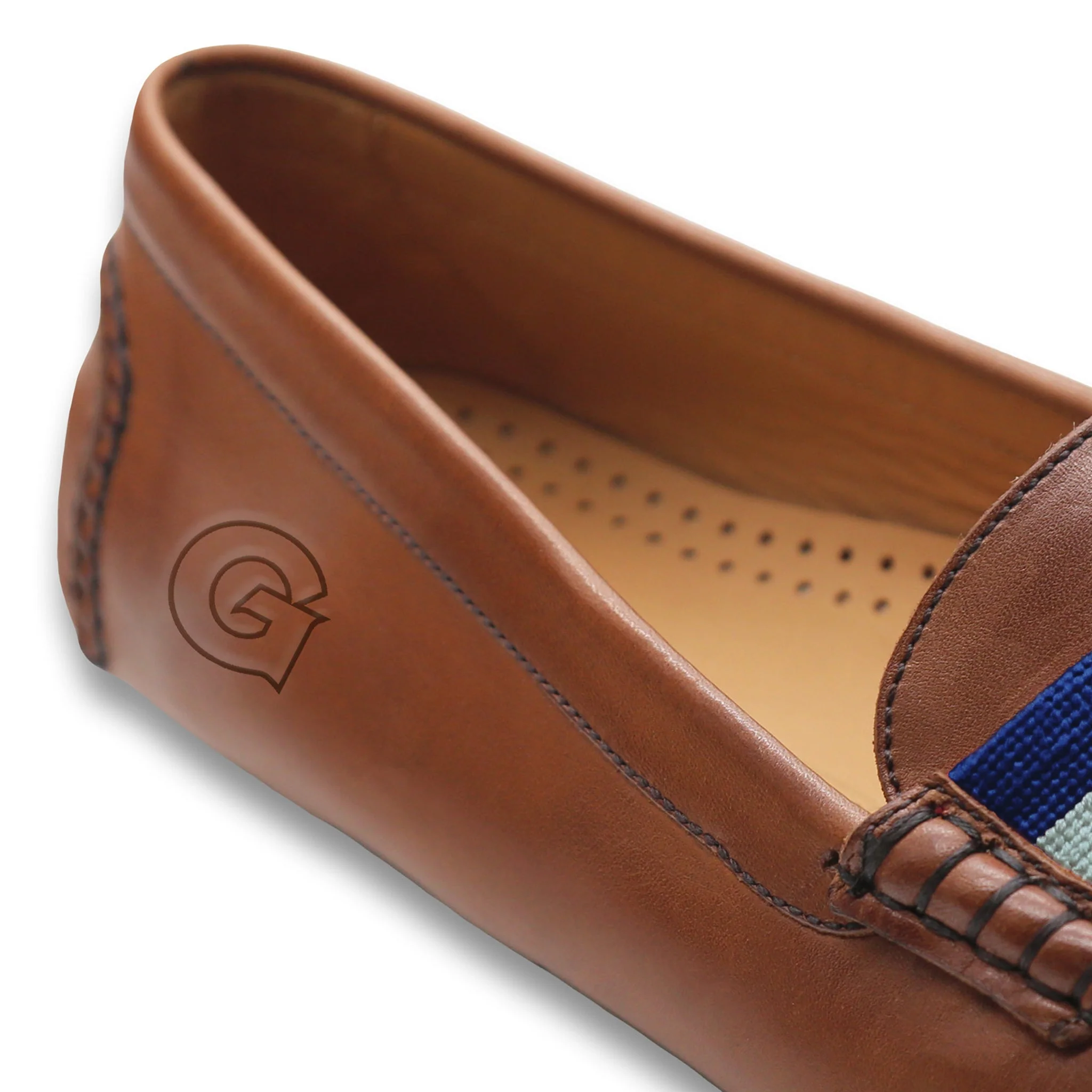 Georgetown Surcingle Driving Shoes (Classic Navy-Grey) (Chestnut Leather - Logo) - Image 3