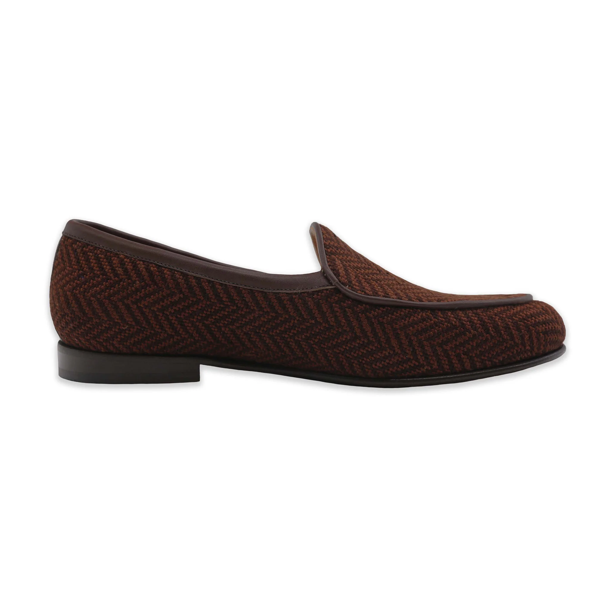 Brown Herringbone Belgian Loafers - Image 3