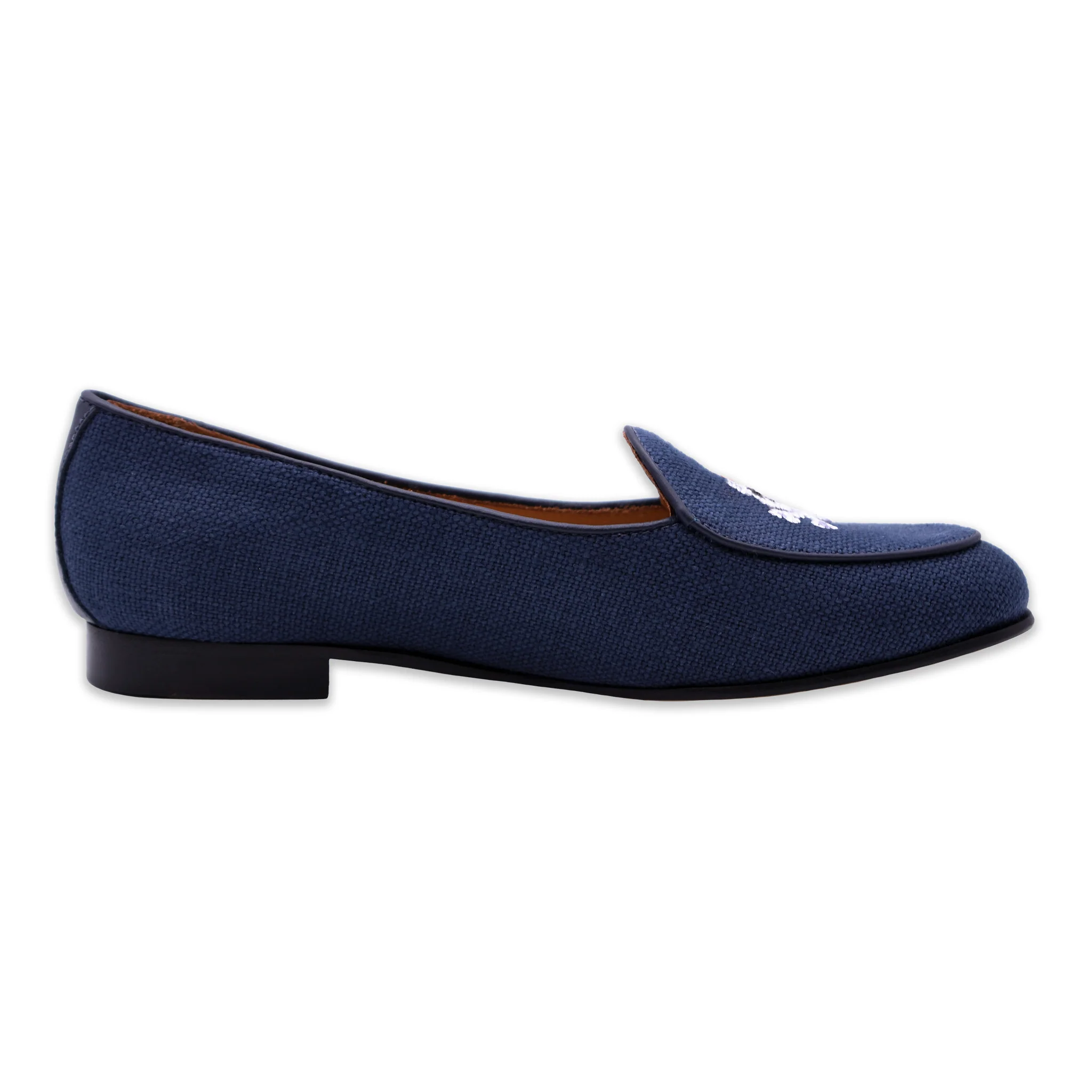 Jolly Roger Women's Linen Belgian Loafers (Navy Linen) - Image 3