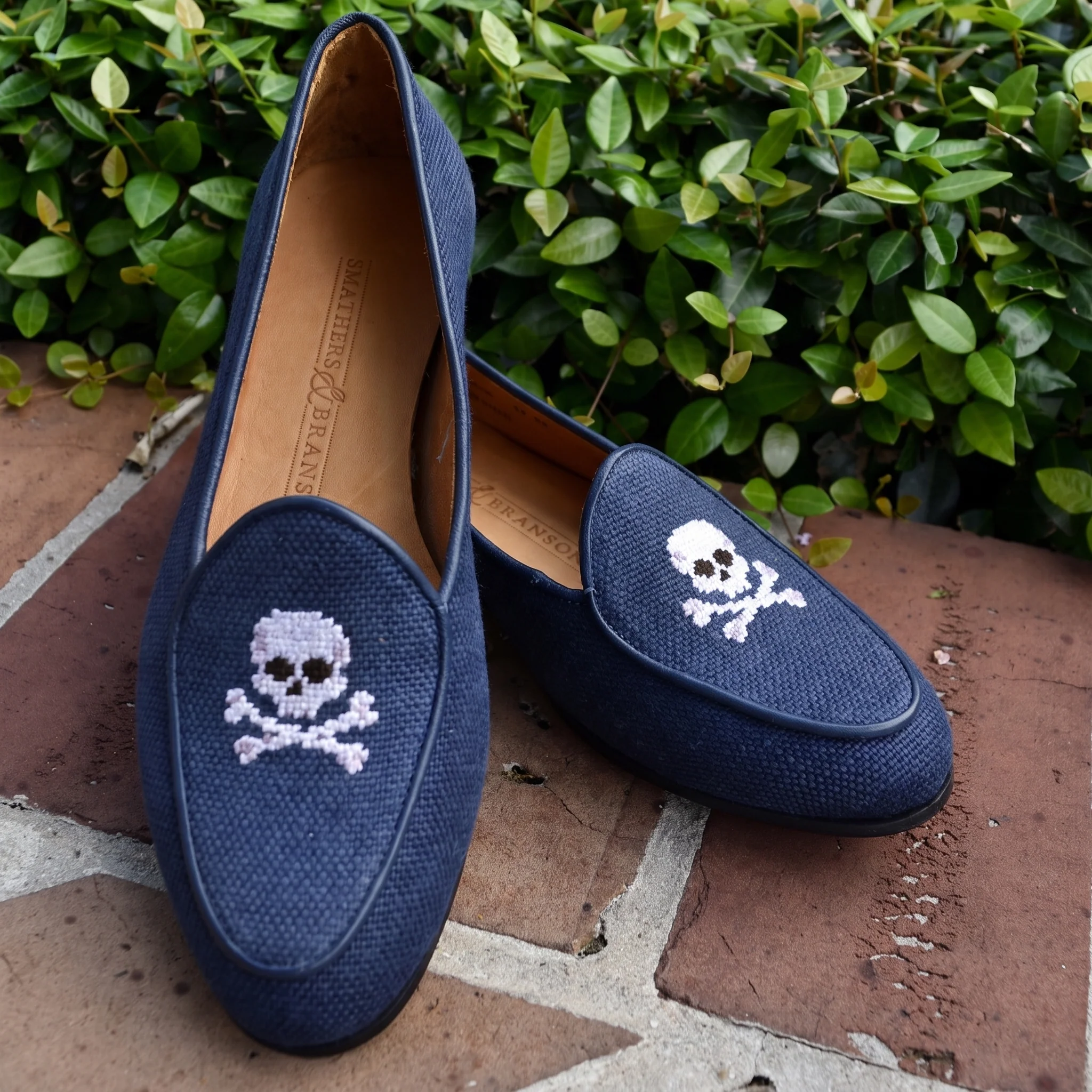 Jolly Roger Women's Linen Belgian Loafers (Navy Linen) - Image 7