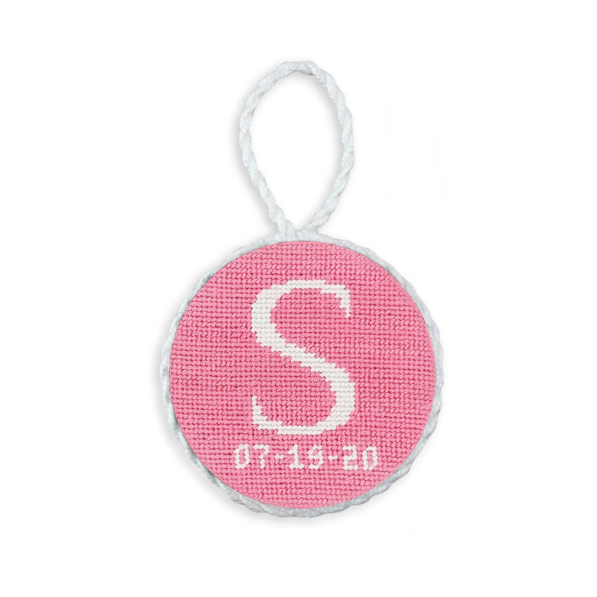 Letter with Date Ornament - Pink