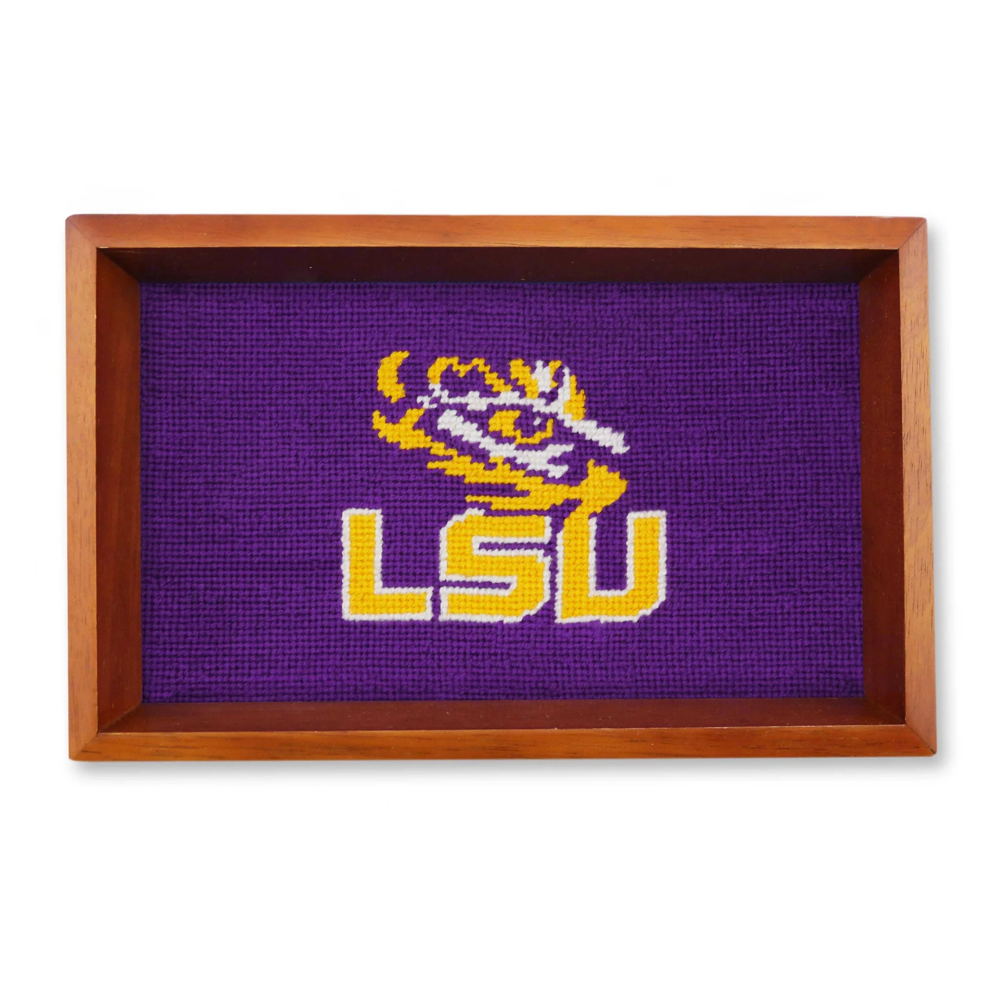 LSU Valet Tray (Purple) (Chestnut Wood)