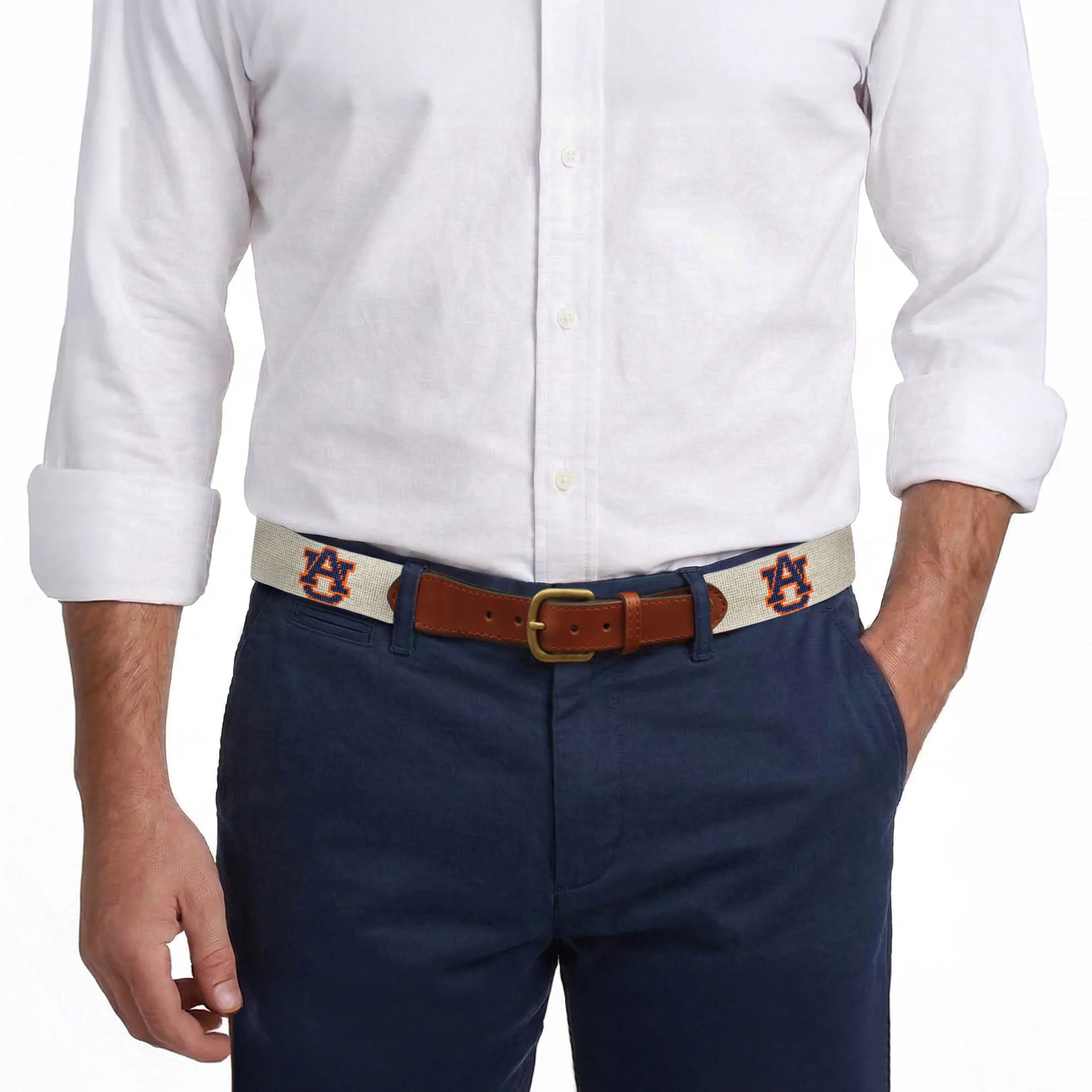 Monogrammed Auburn Belt (Light Khaki) - Image 8