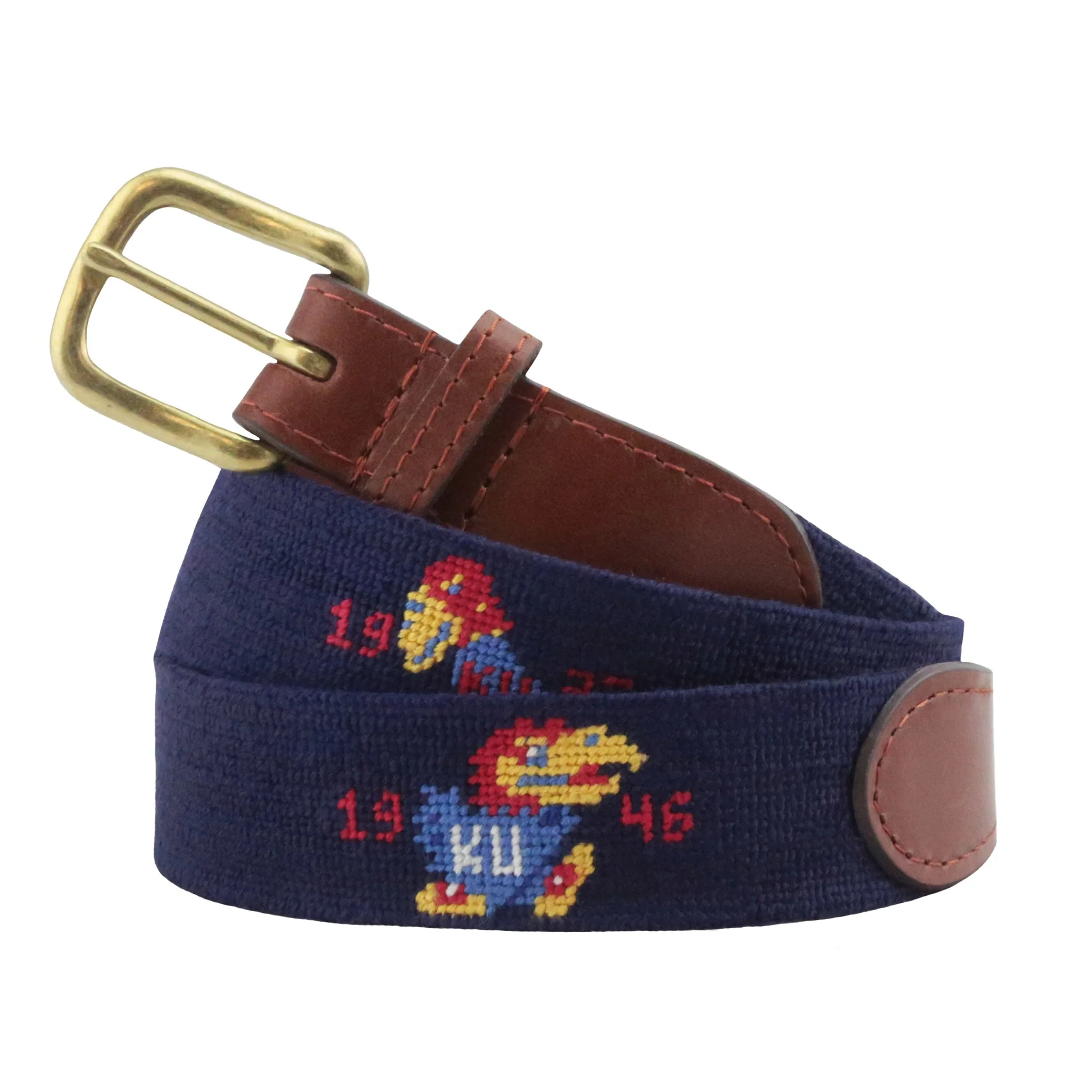 Monogrammed Kansas Vintage Logos Belt (Dark Navy)