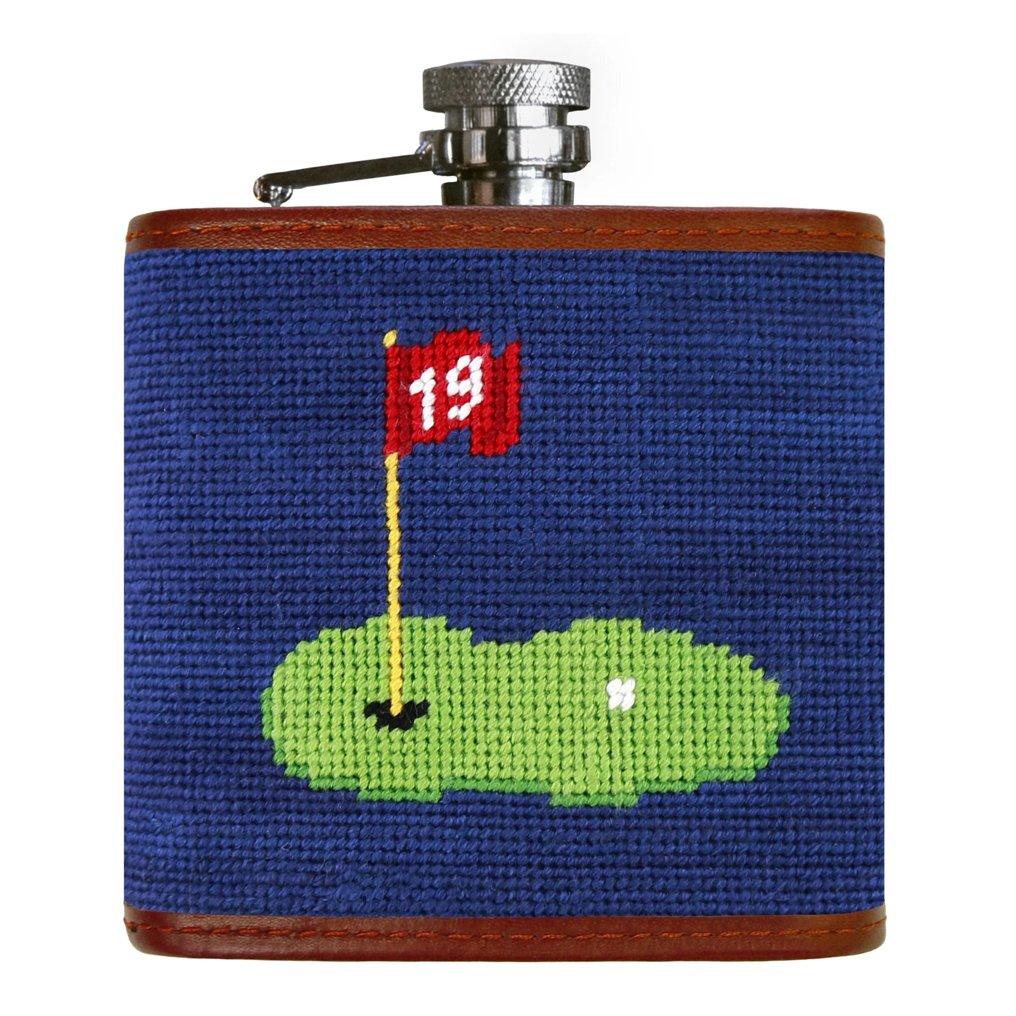 Monogrammed 19th Hole Flask (Classic Navy)