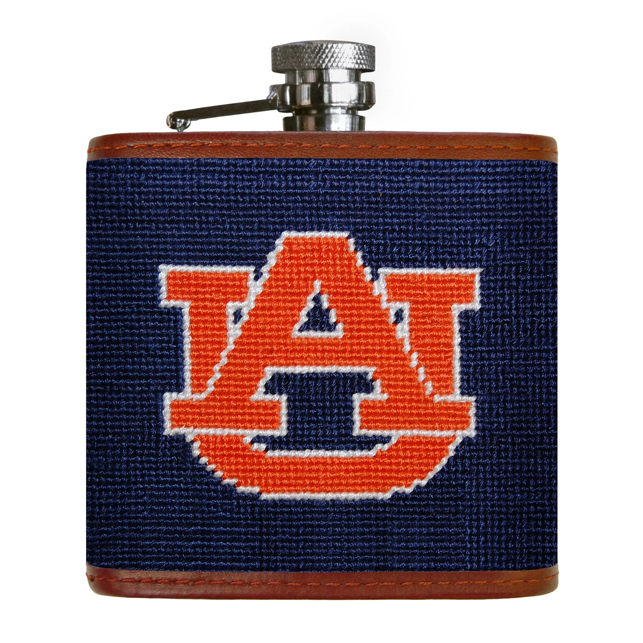 Monogrammed Auburn Flask (Dark Navy)