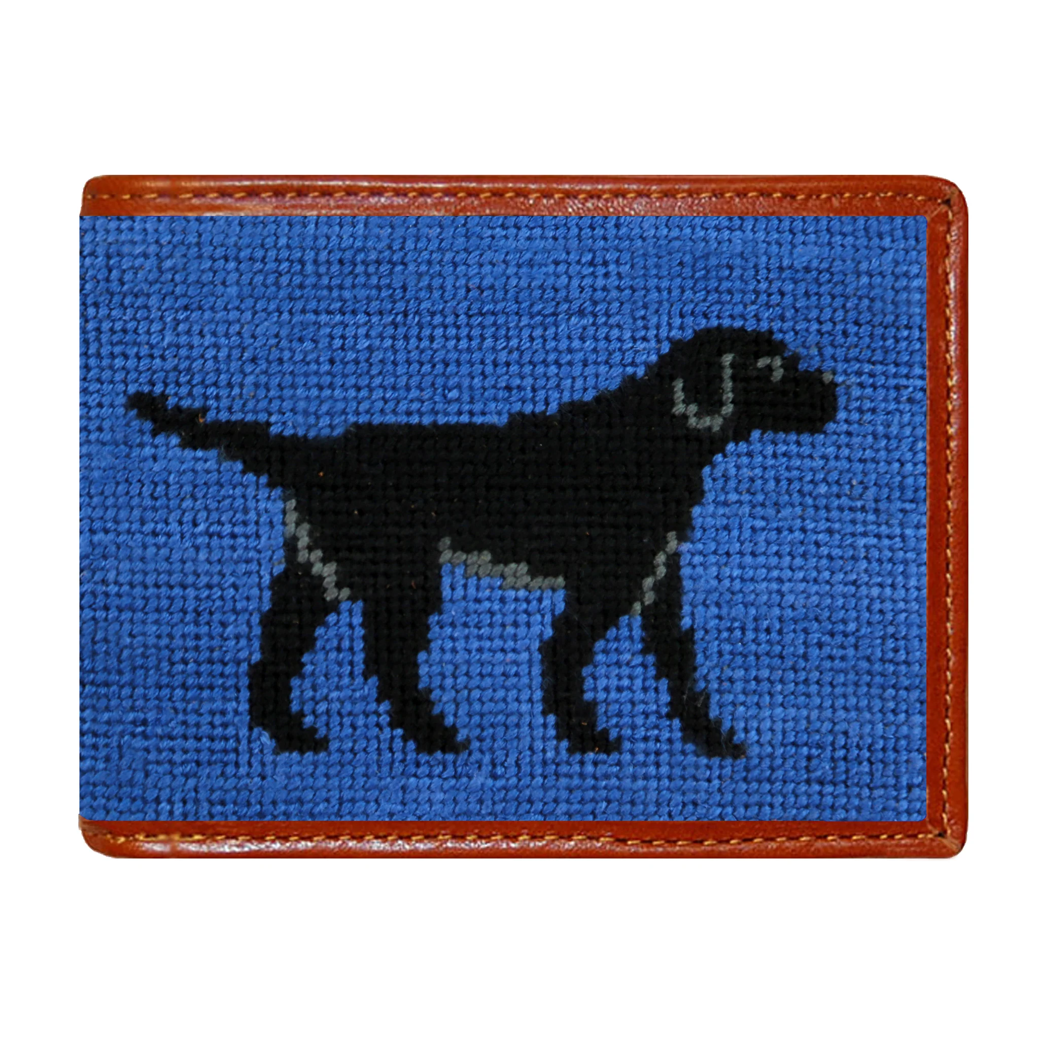 Monogrammed Black Lab Walking Wallet (Blueberry)