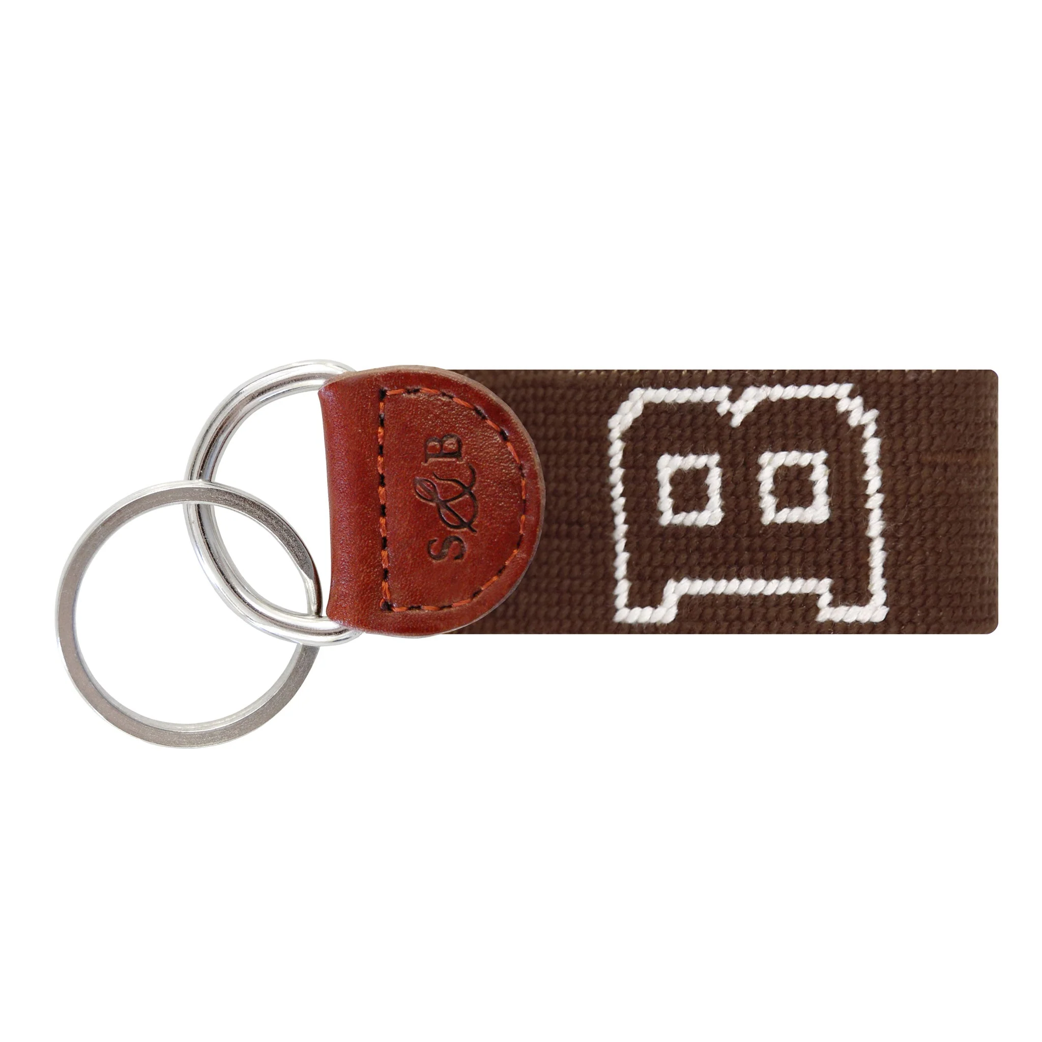 Monogrammed Brown B Key Fob (Dark Brown)