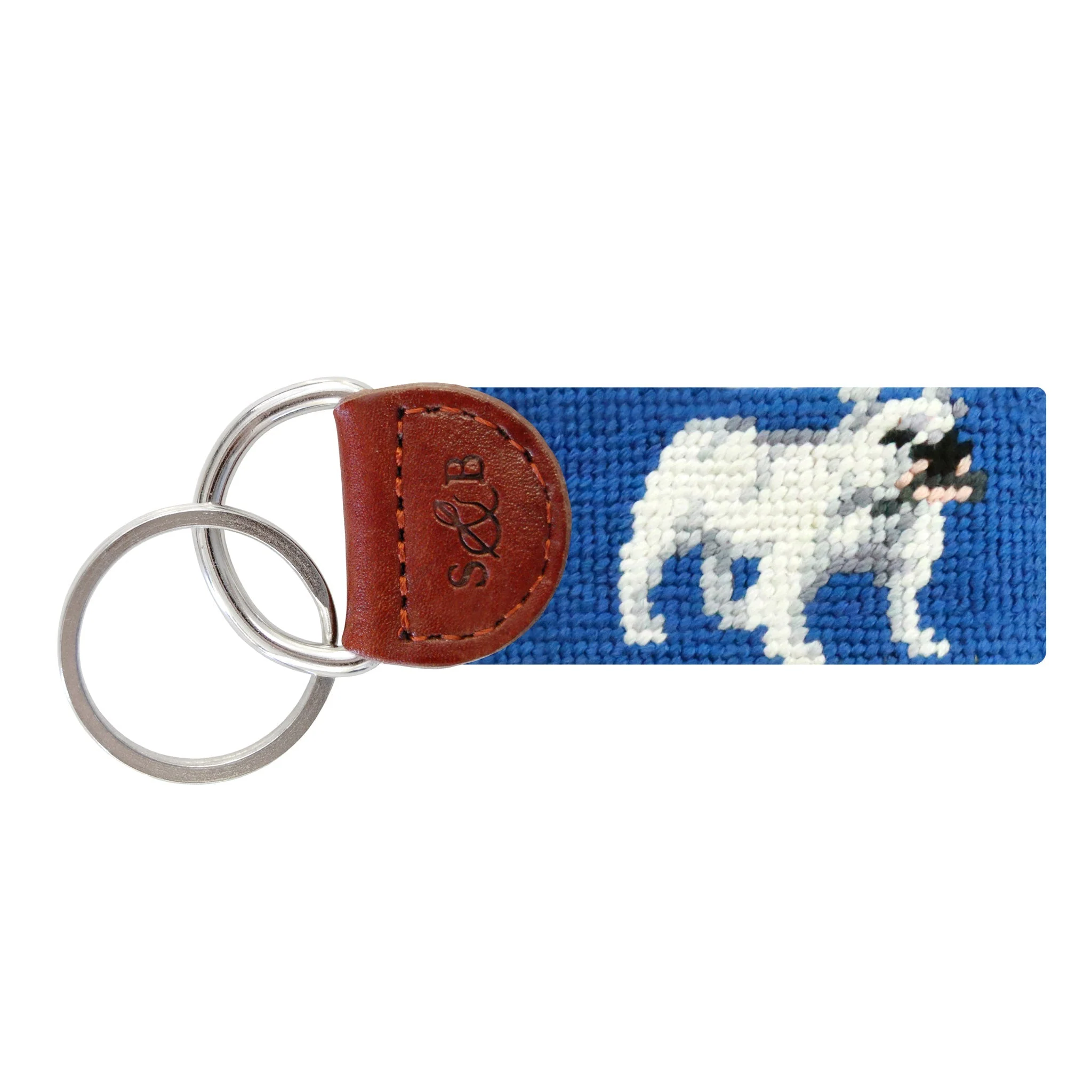 Monogrammed Bulldog Key Fob (Blueberry)