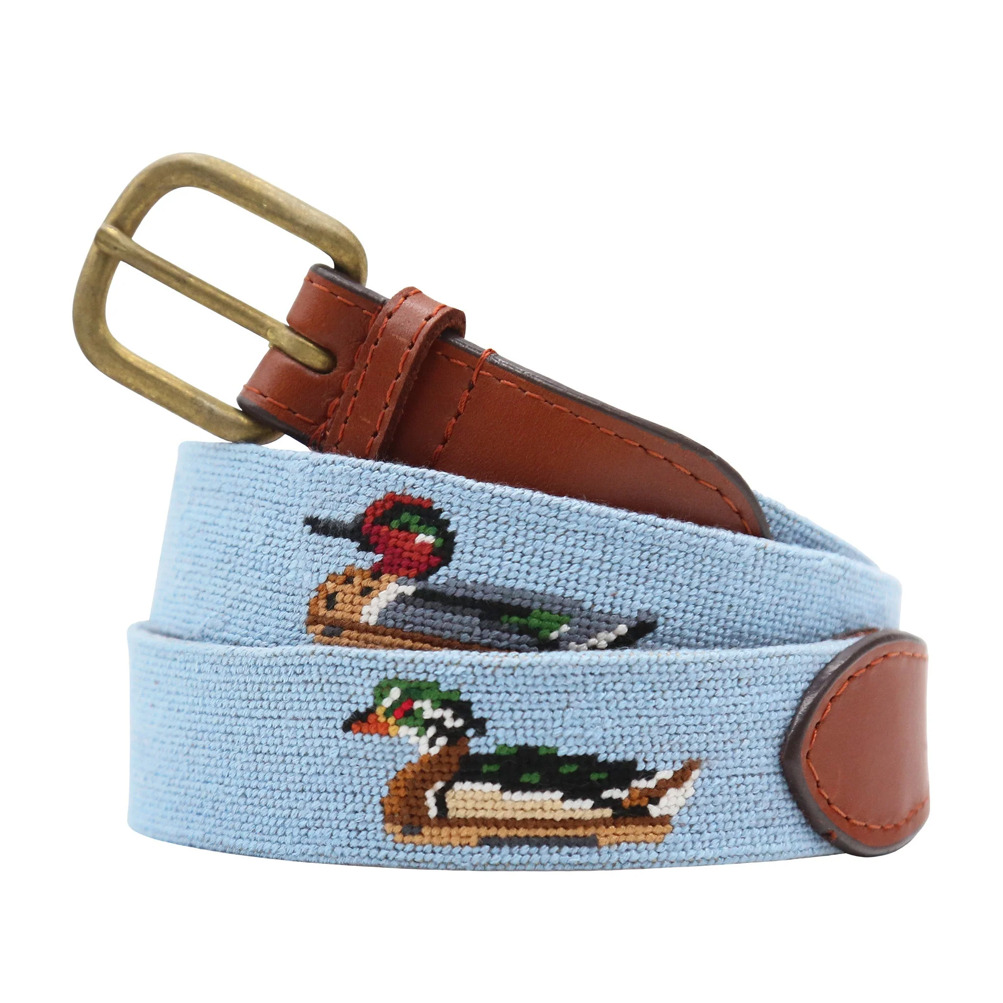 Monogrammed Duck Decoys Belt (Antique Blue)