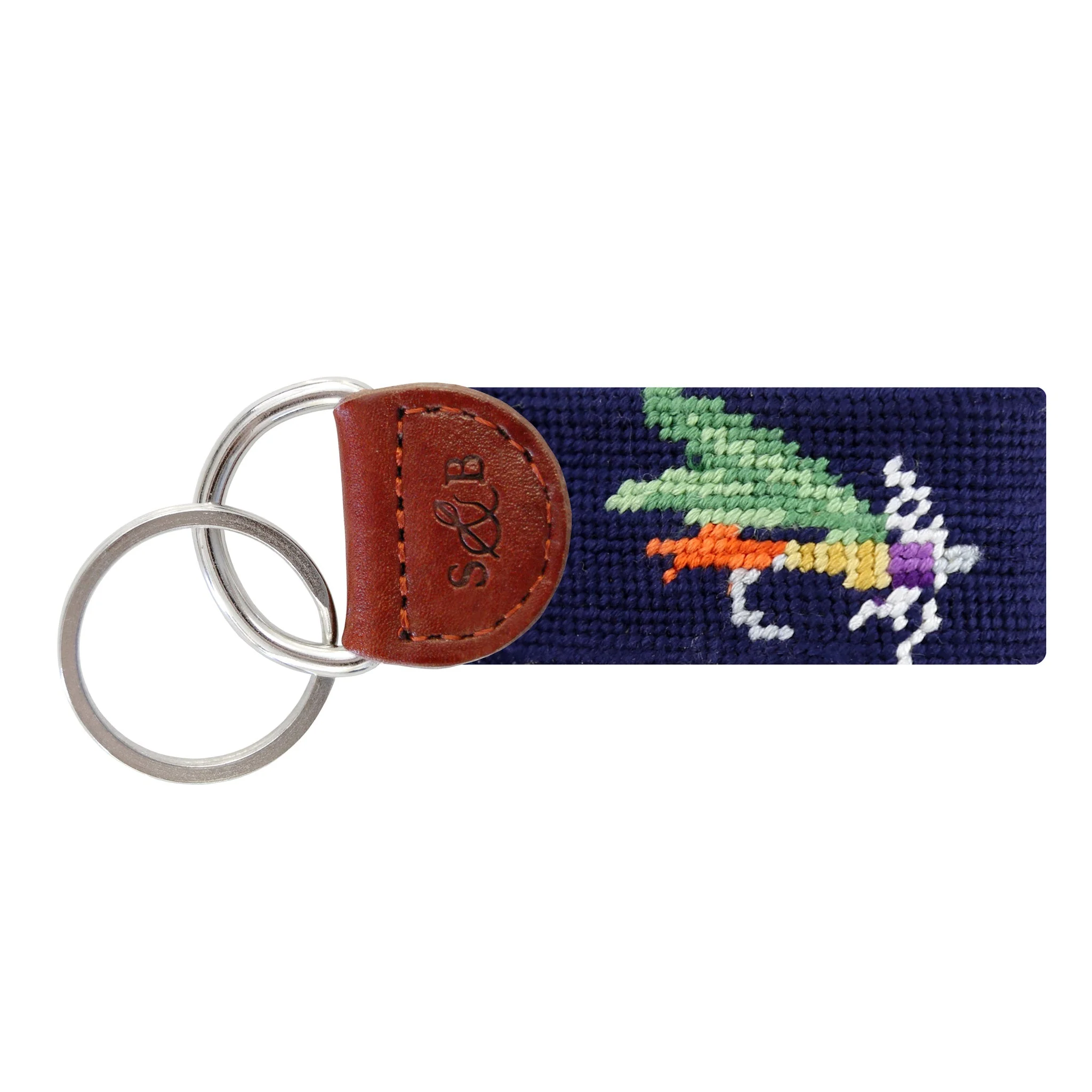Monogrammed Fishing Fly Key Fob (Dark Navy)