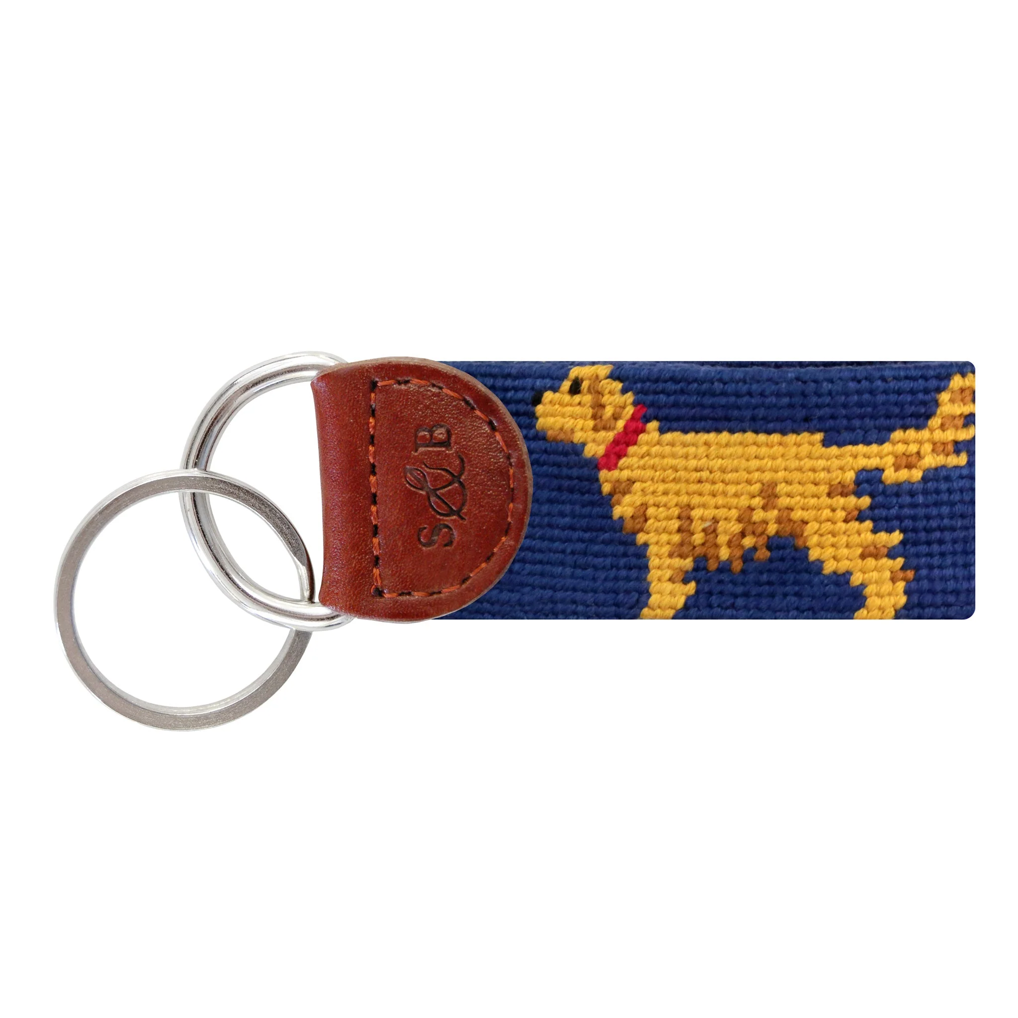 Monogrammed Golden Retriever Key Fob (Classic Navy)