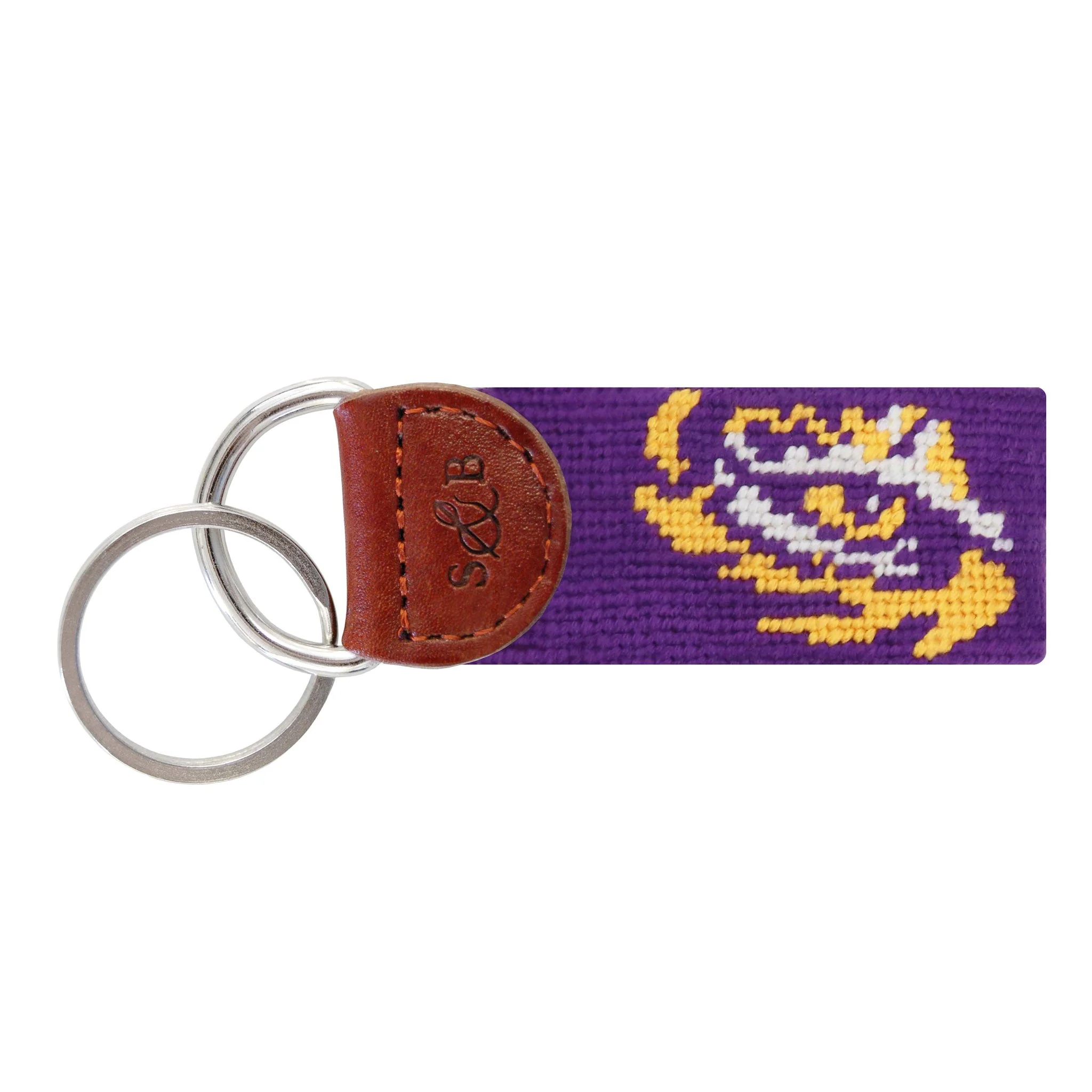 Monogrammed LSU Tiger Eye Key Fob (Purple)