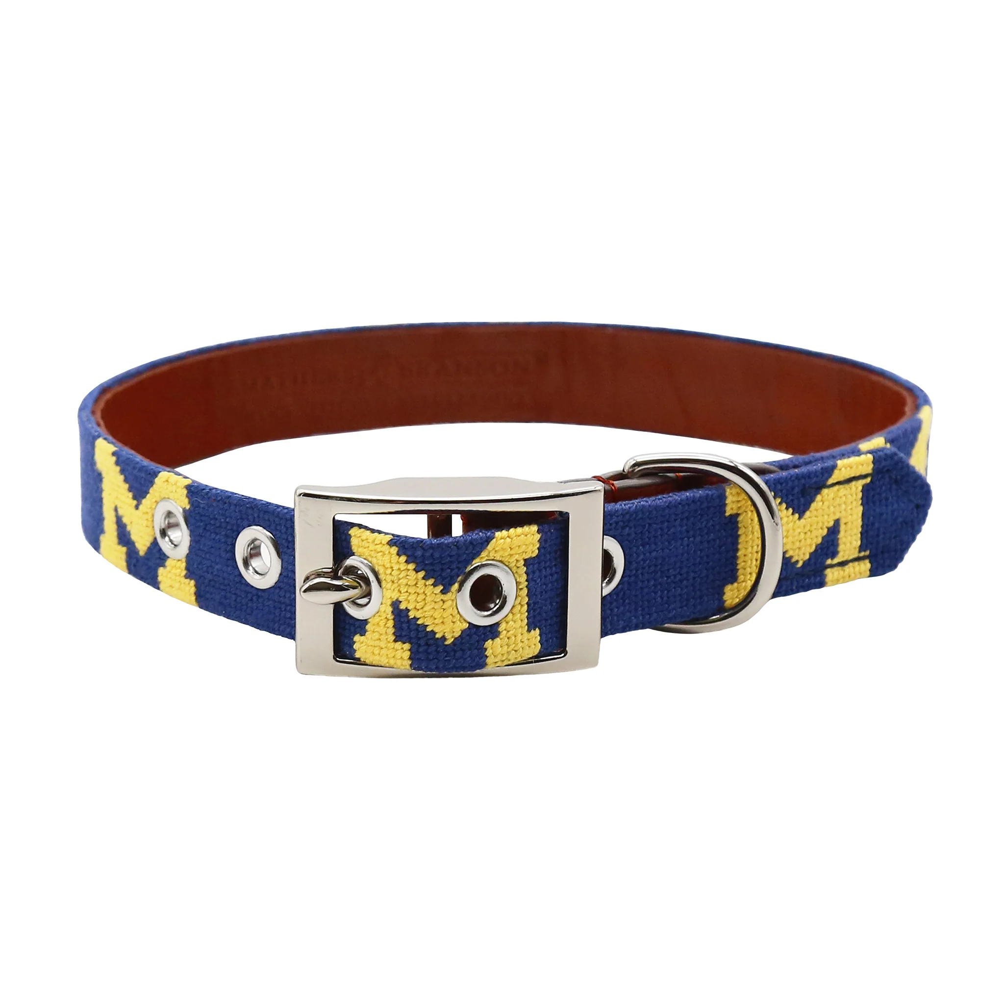 Monogrammed Michigan Dog Collar (Classic Navy)