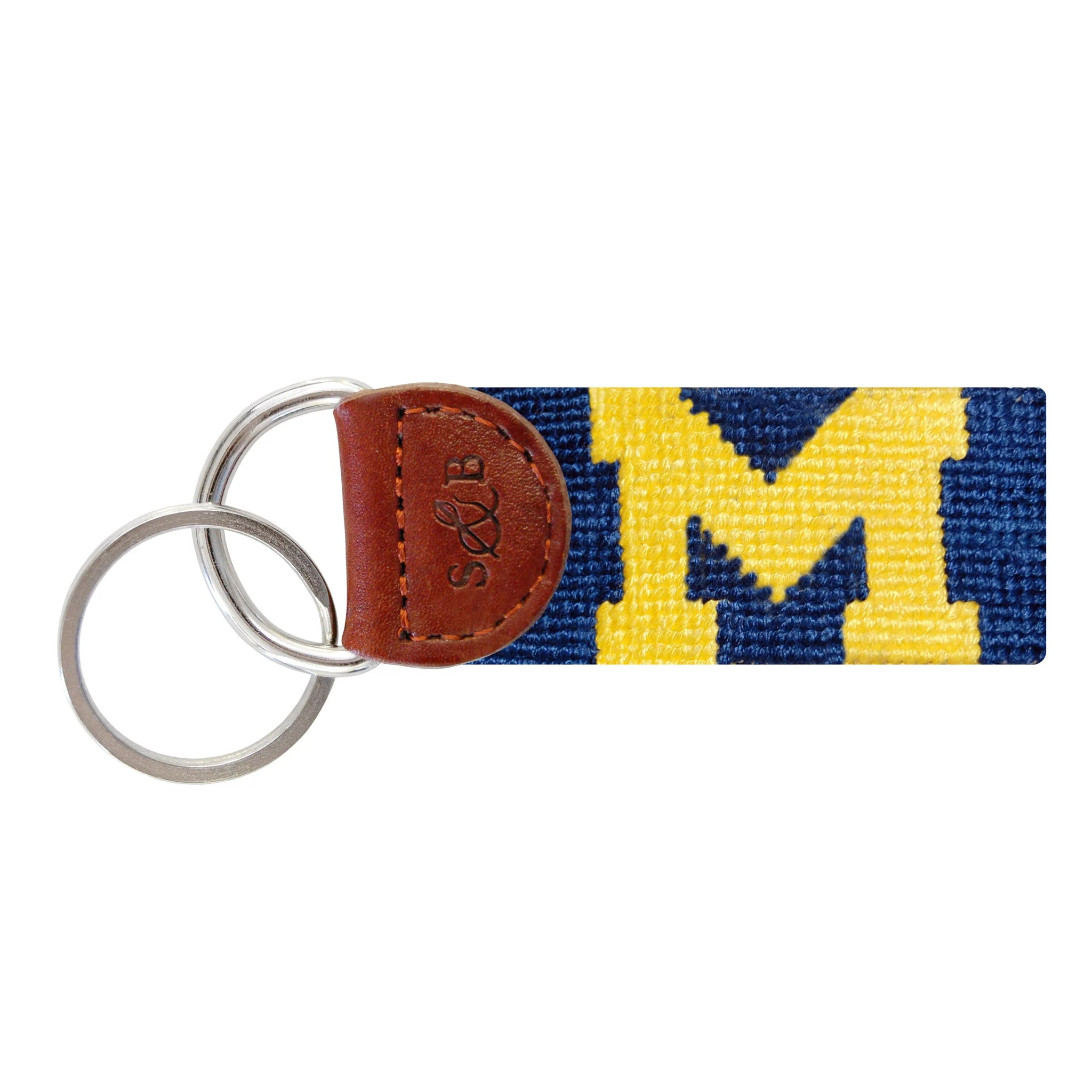 Monogrammed Michigan Key Fob (Classic Navy)