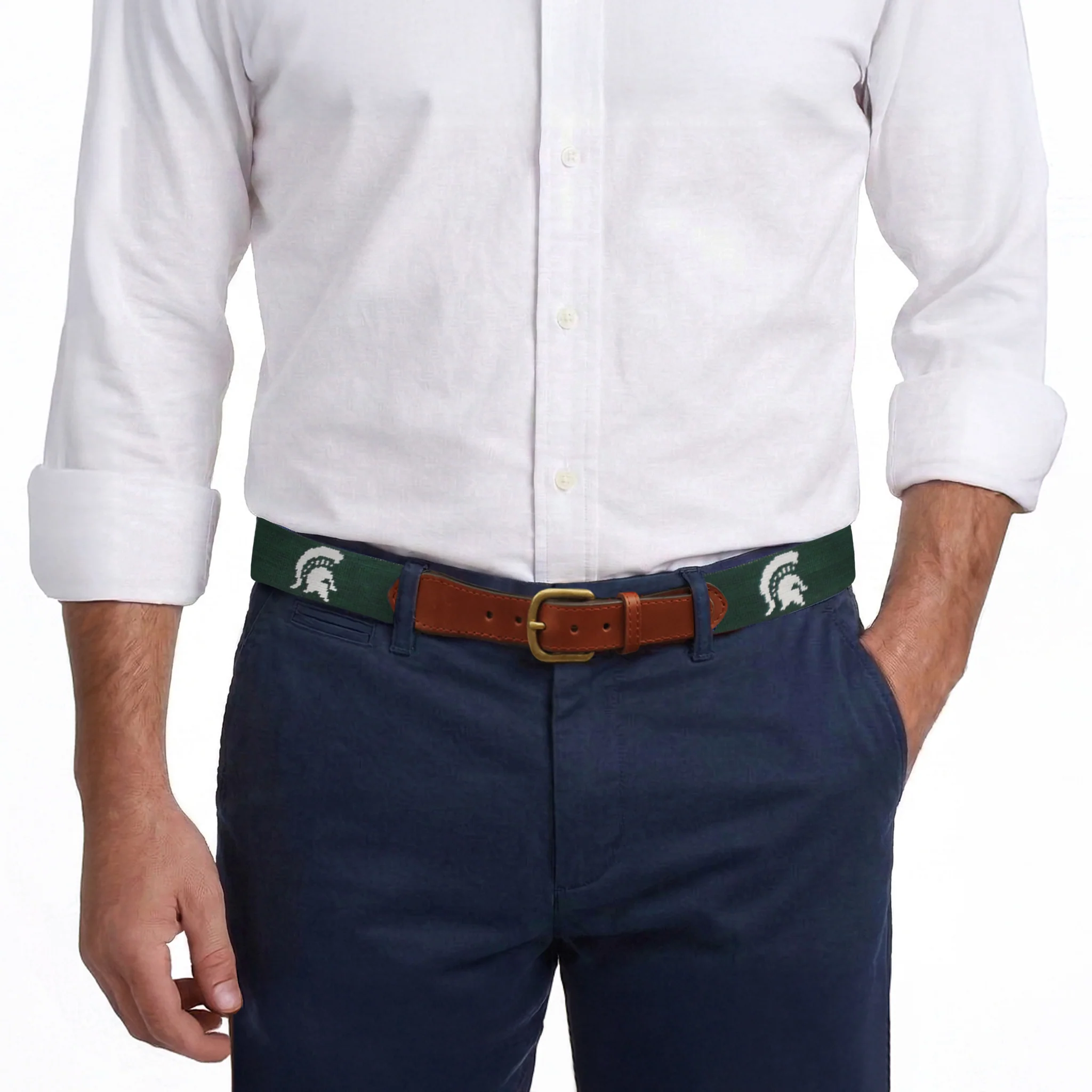 Monogrammed Michigan State Spartan Belt (Dark Pine) - Image 7