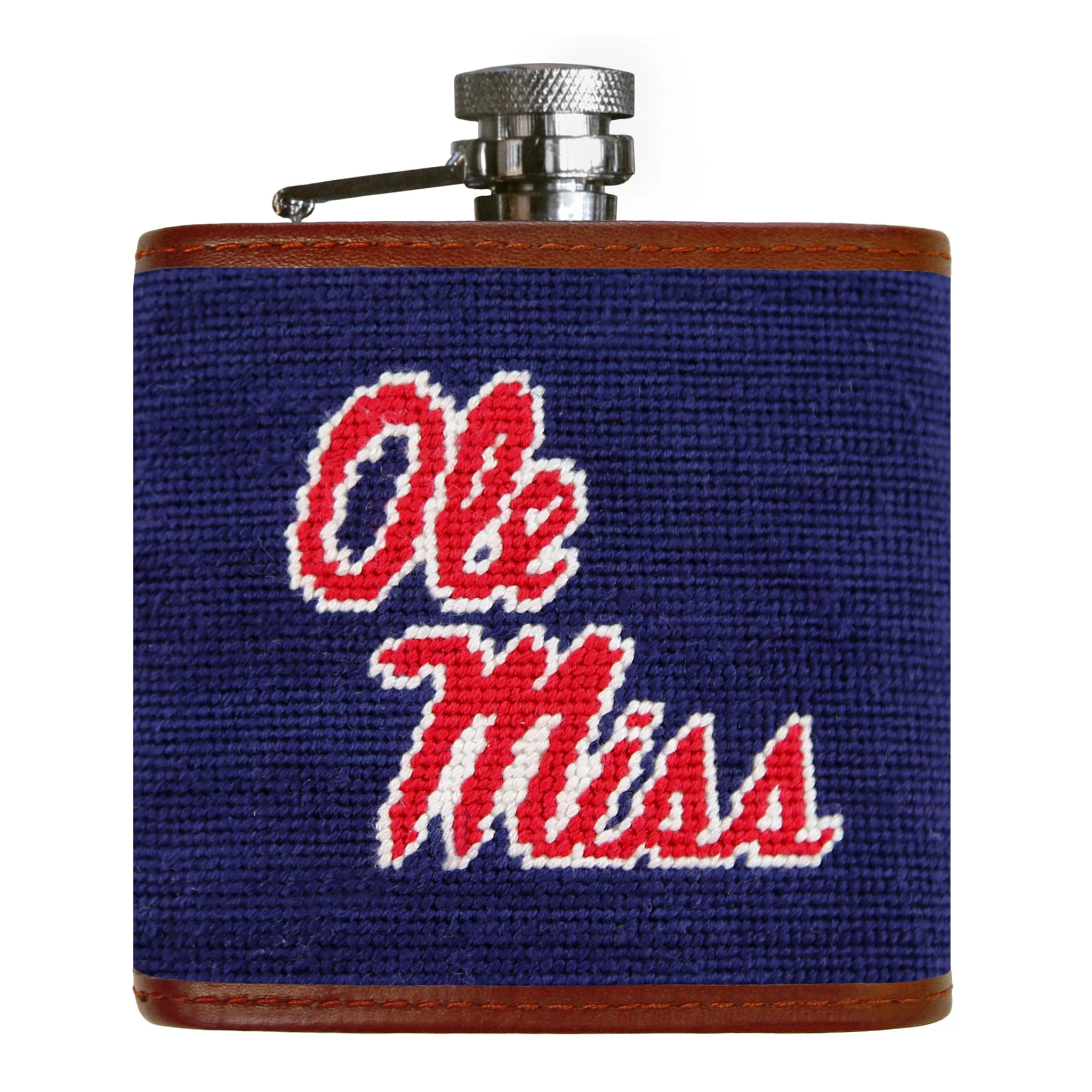 Monogrammed Mississippi Flask (Dark Navy)