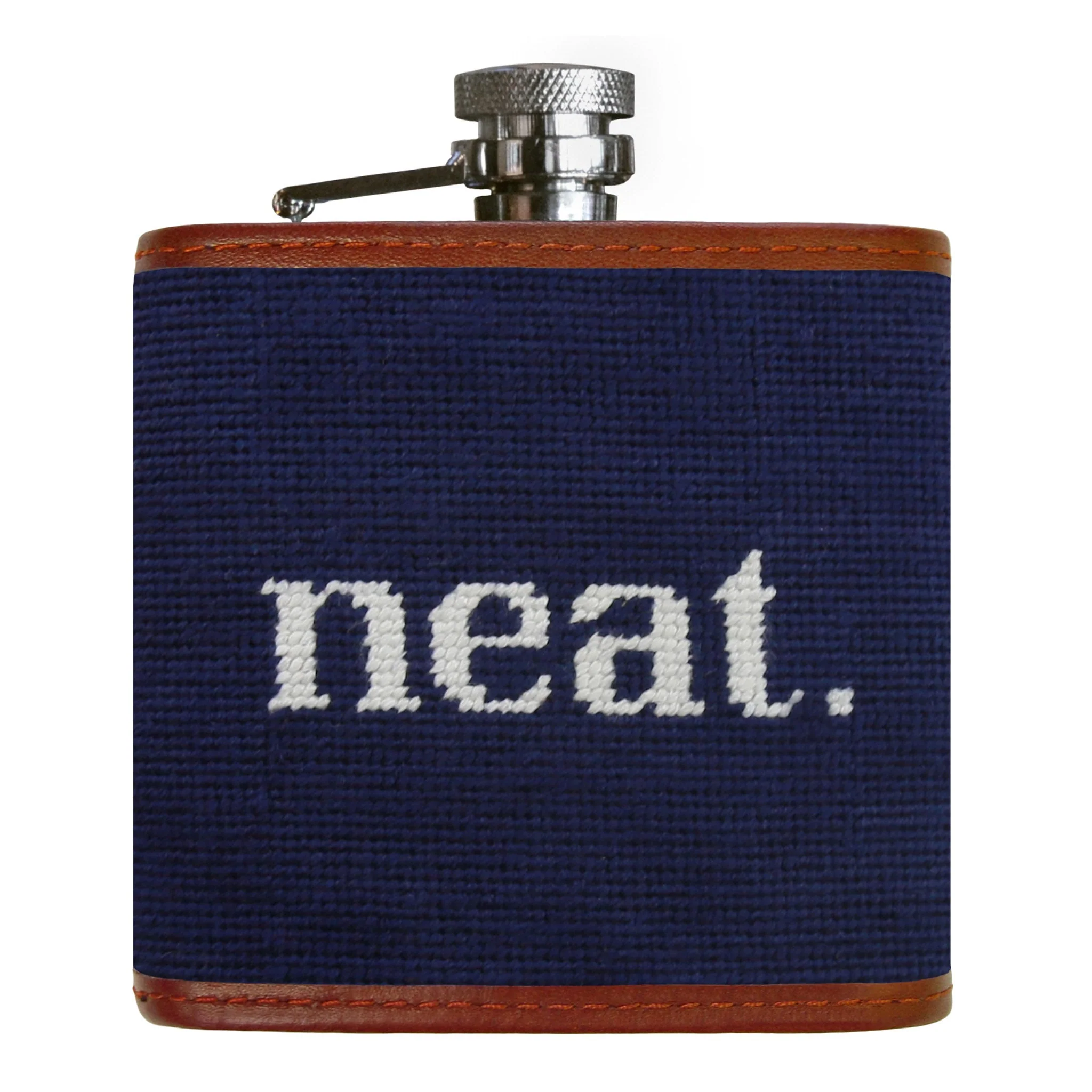 Monogrammed Neat Flask (Dark Navy)