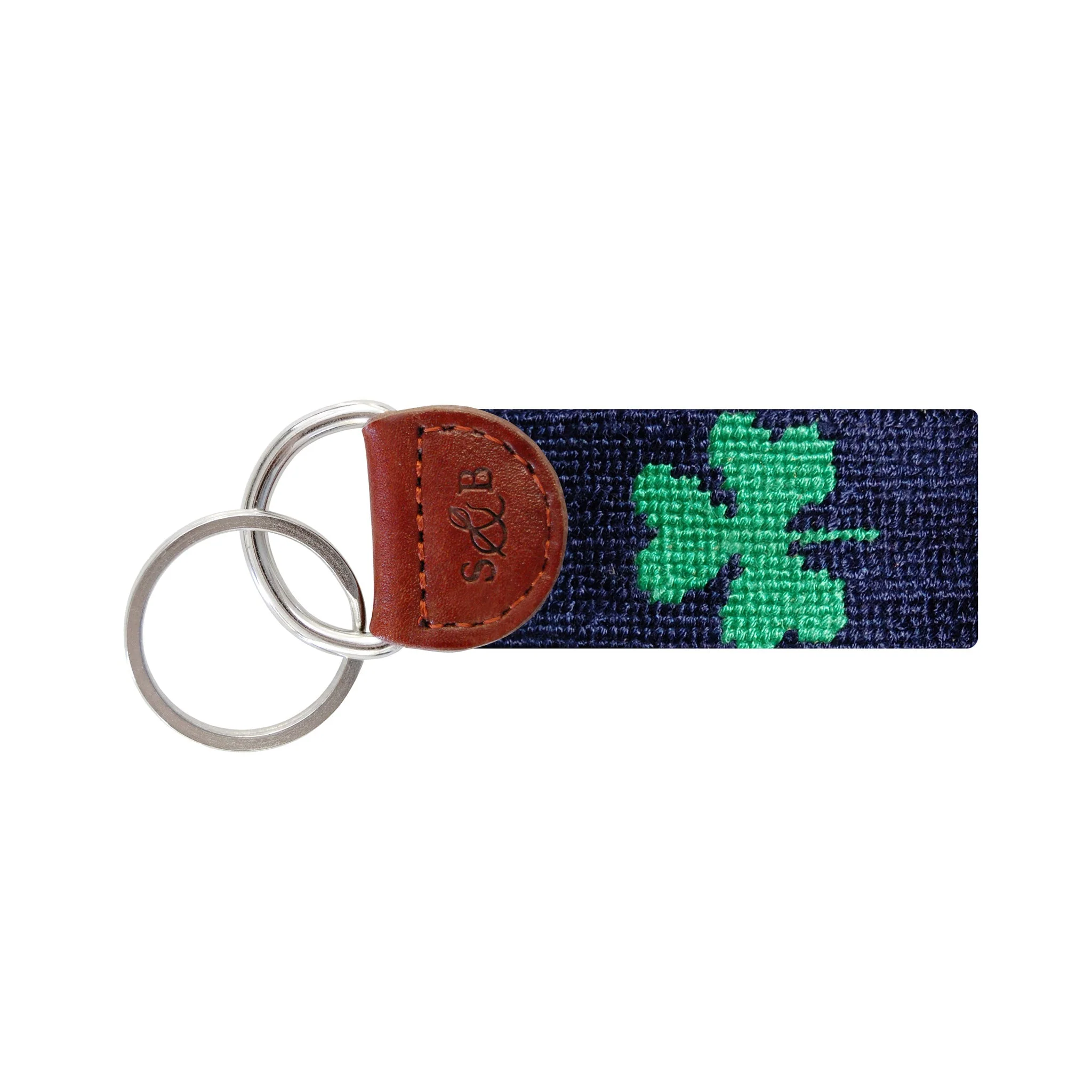 Monogrammed Shamrock Key Fob (Dark Navy)