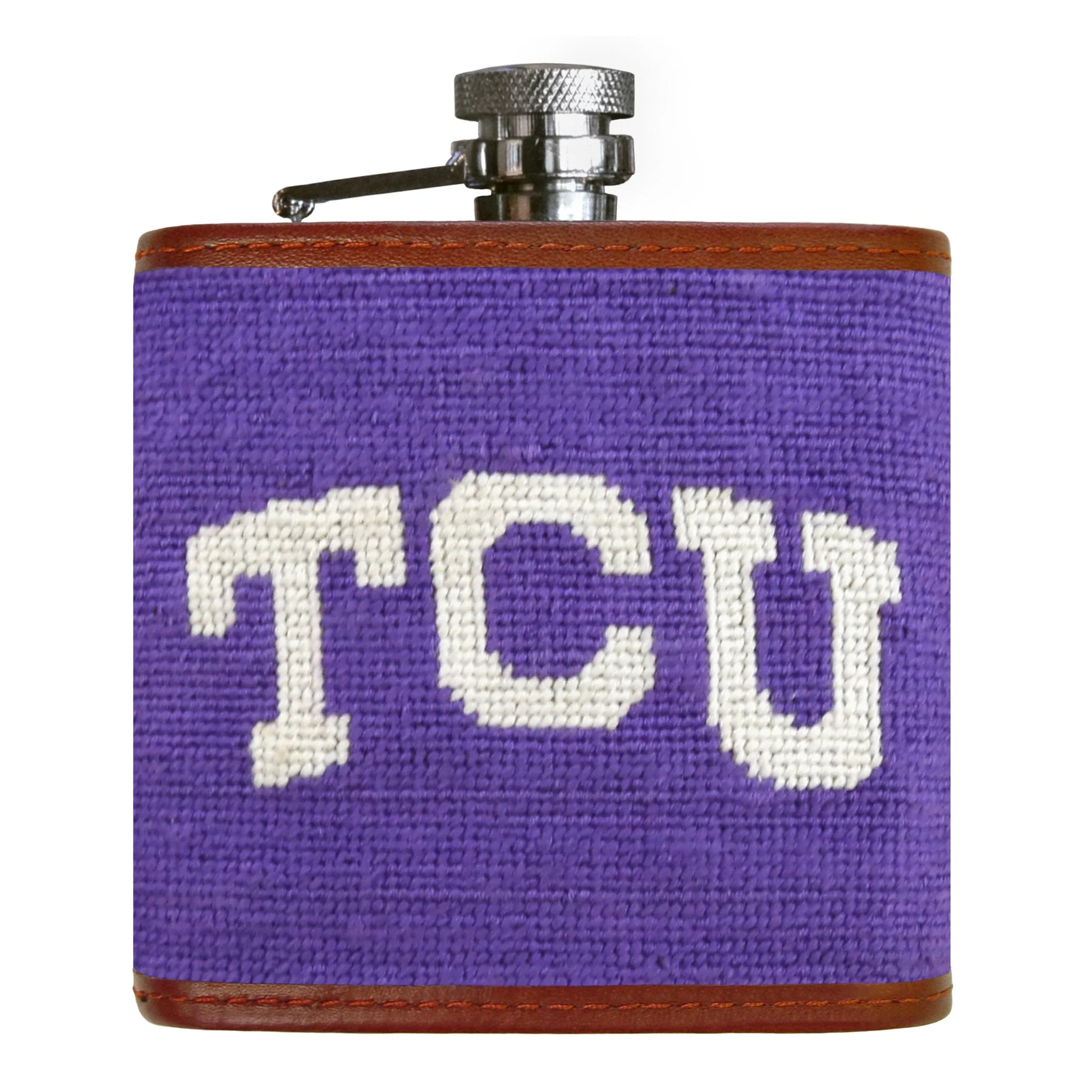 Monogrammed TCU Flask (Purple)