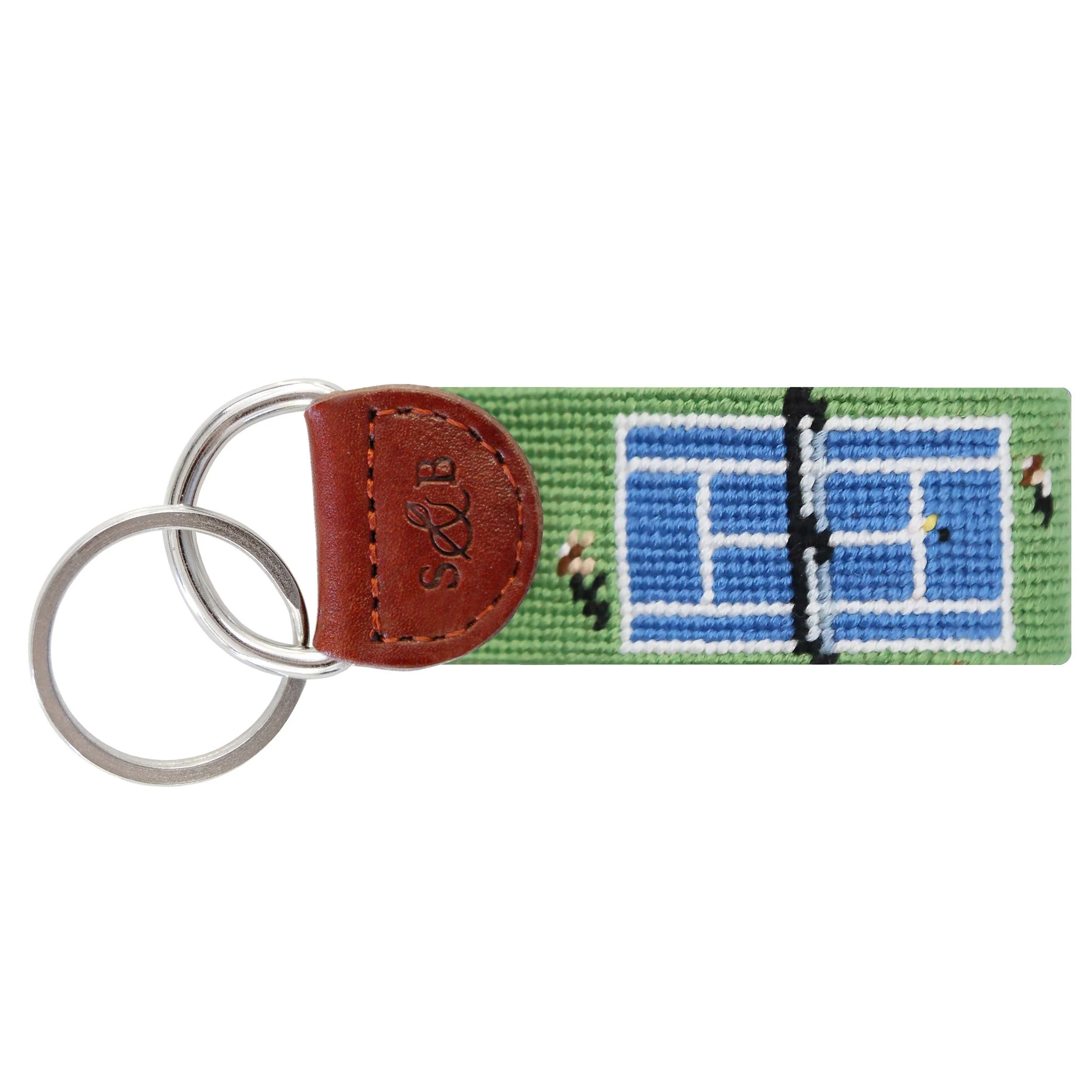 Monogrammed Tennis Overhead Key Fob (Moss)