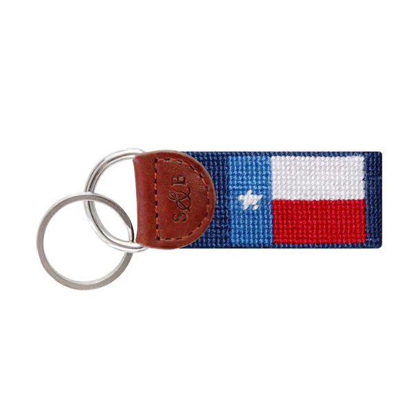 Monogrammed Texas Flag Key Fob (Classic Navy)