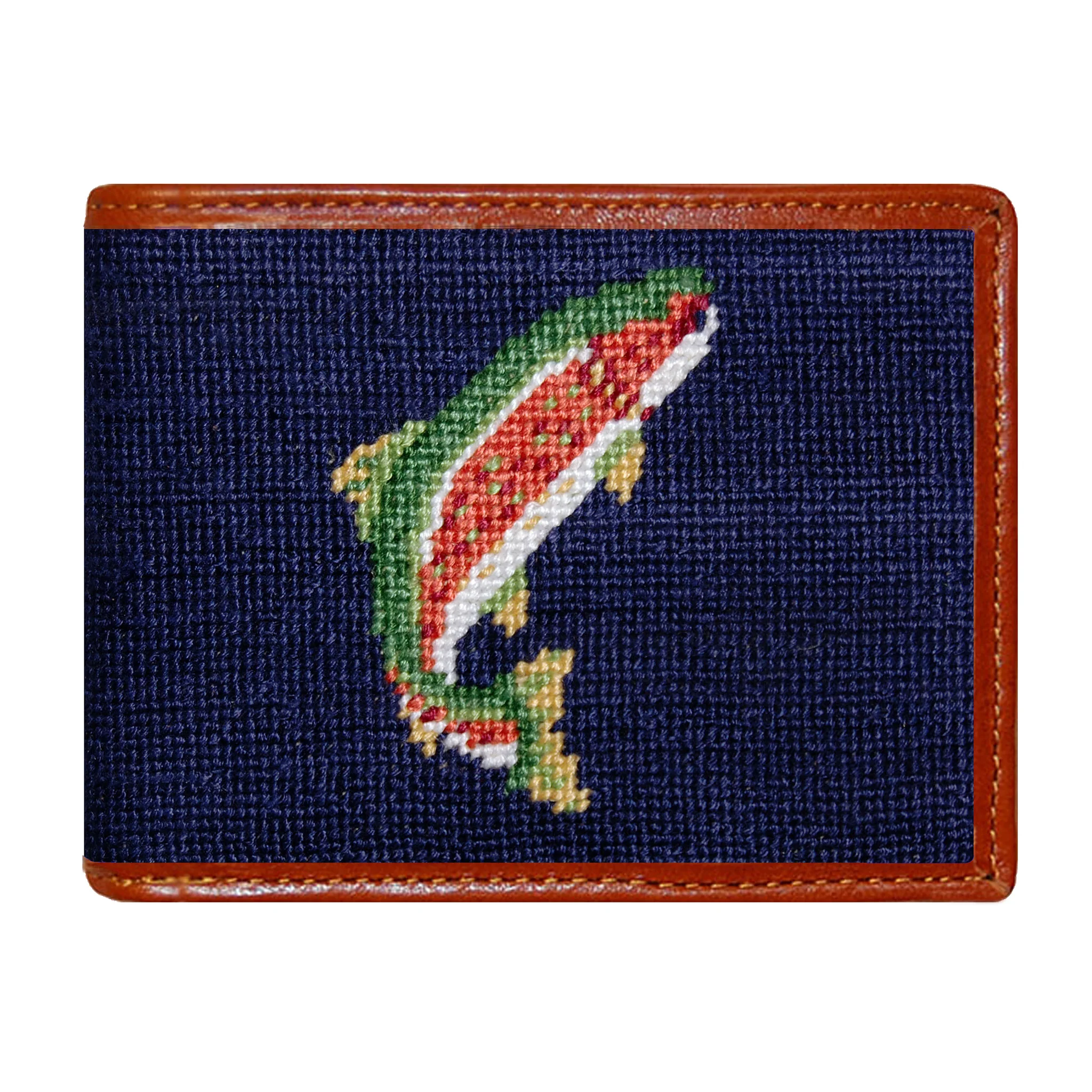 Monogrammed Trout and Fly Wallet (Dark Navy)