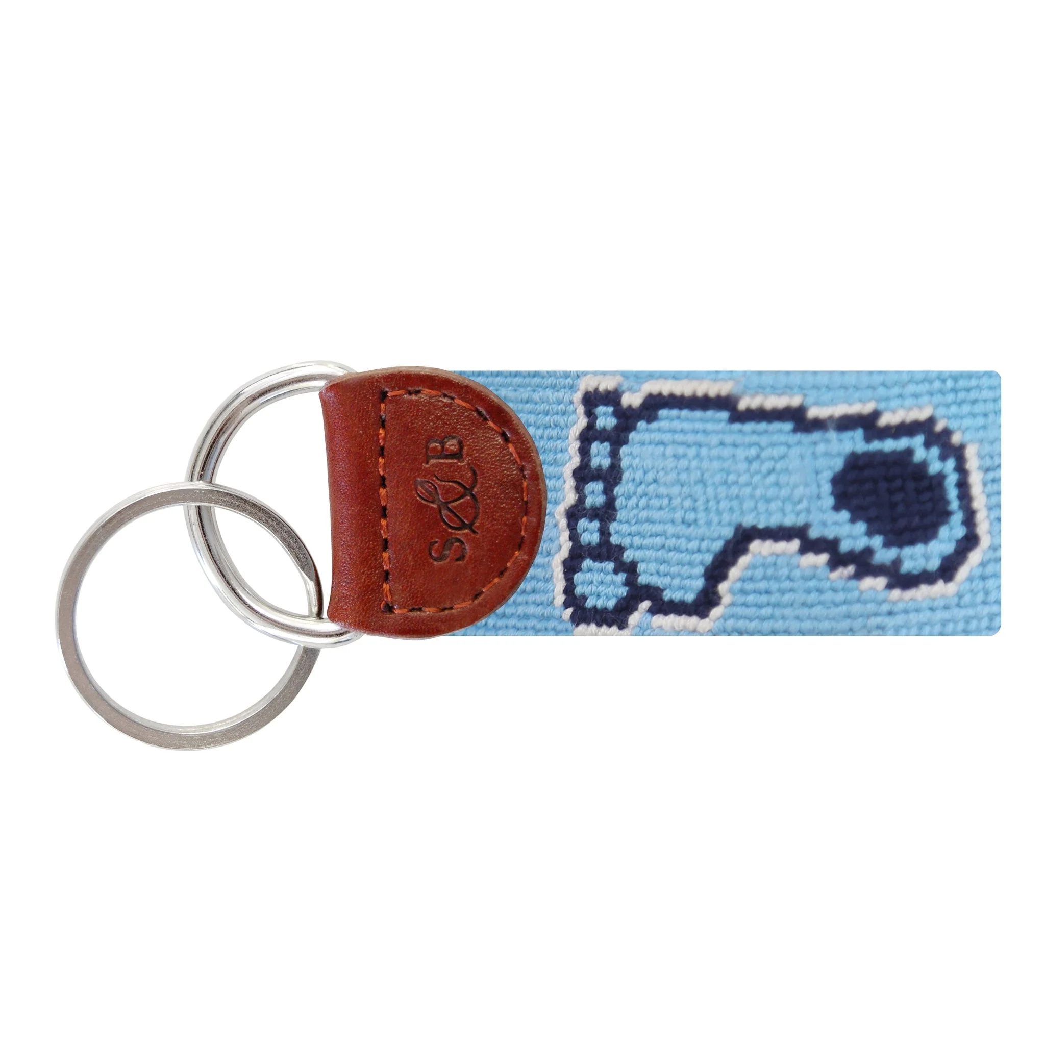 Monogrammed UNC Tarheel Key Fob (Light Blue)