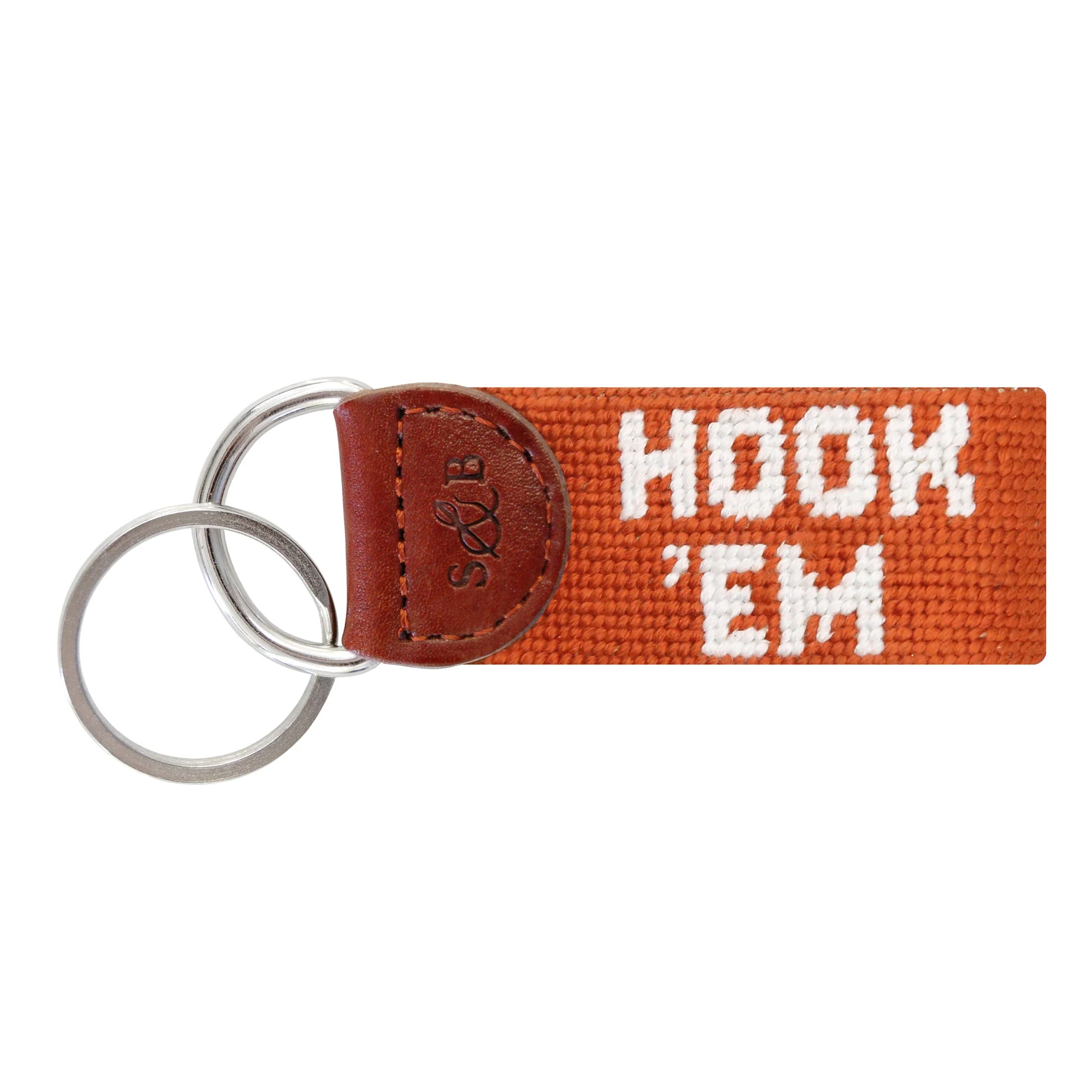 Monogrammed University of Texas Hook 'Em Key Fob (Burnt Orange)