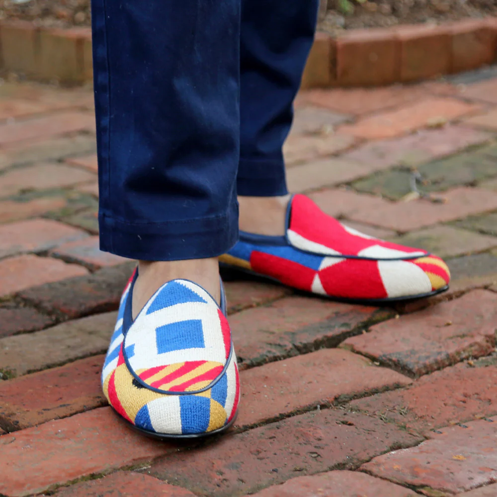 Nautical Flags Pattern Belgian Loafers - Image 6