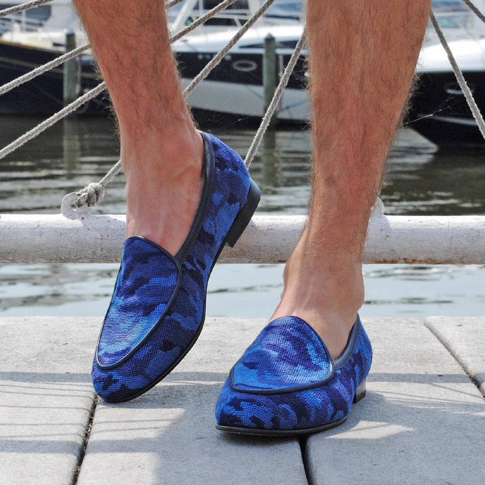 Navy Camo Belgian Loafers - Image 6