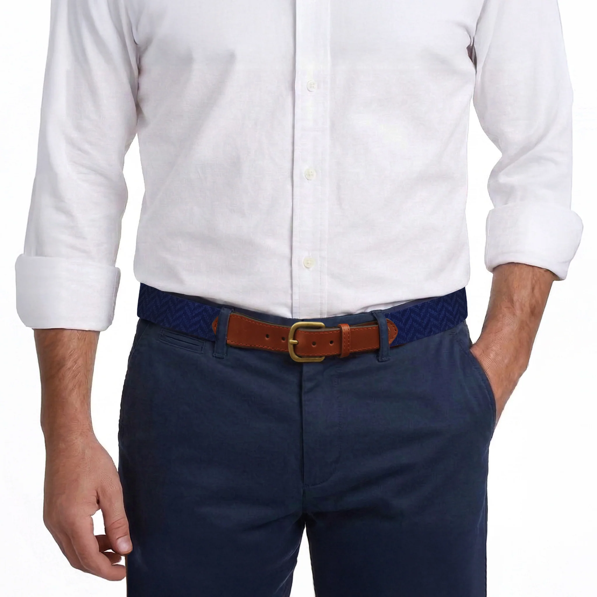 Navy Herringbone Belt - Image 8