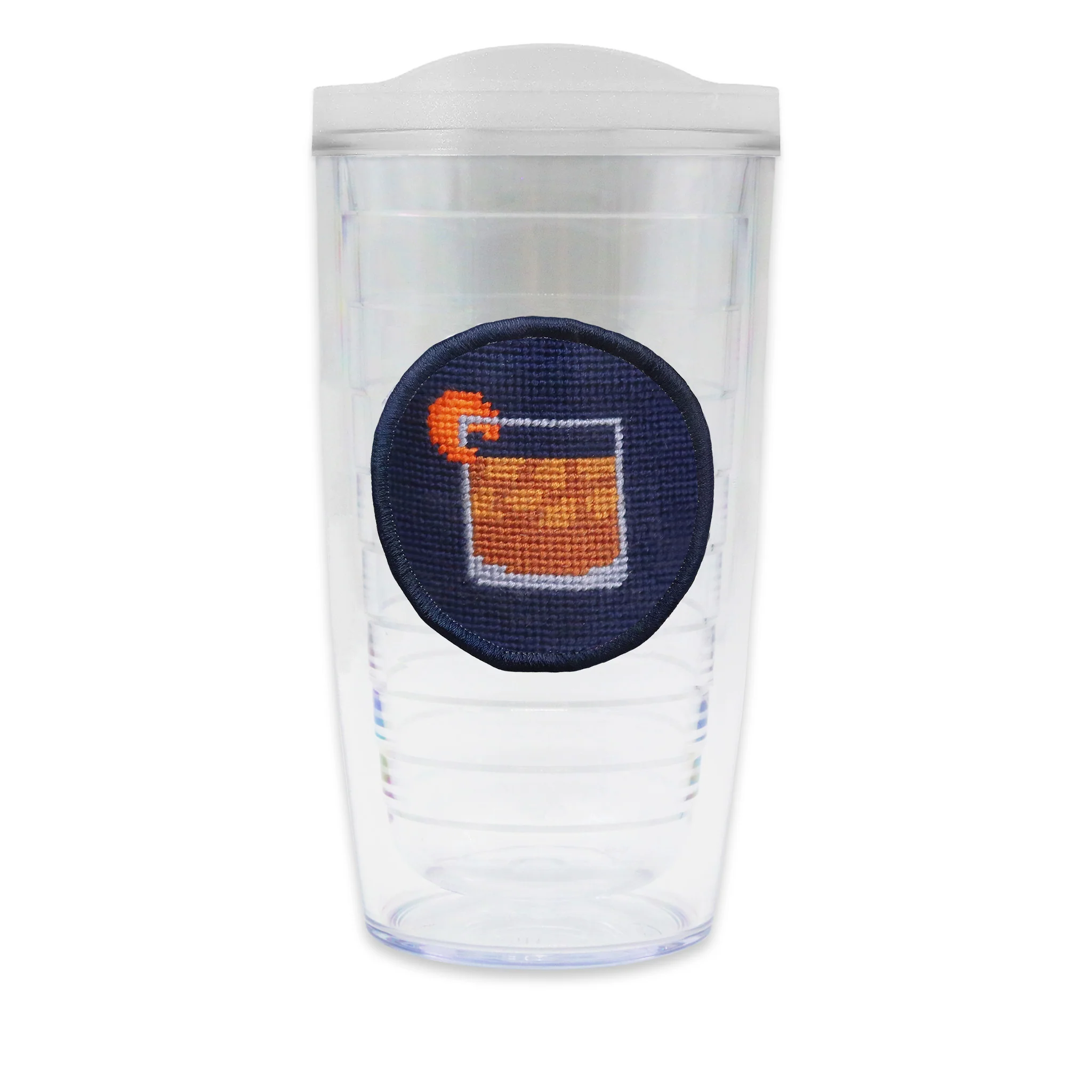 Old Fashioned Tumbler (Navy Edge) with Lid