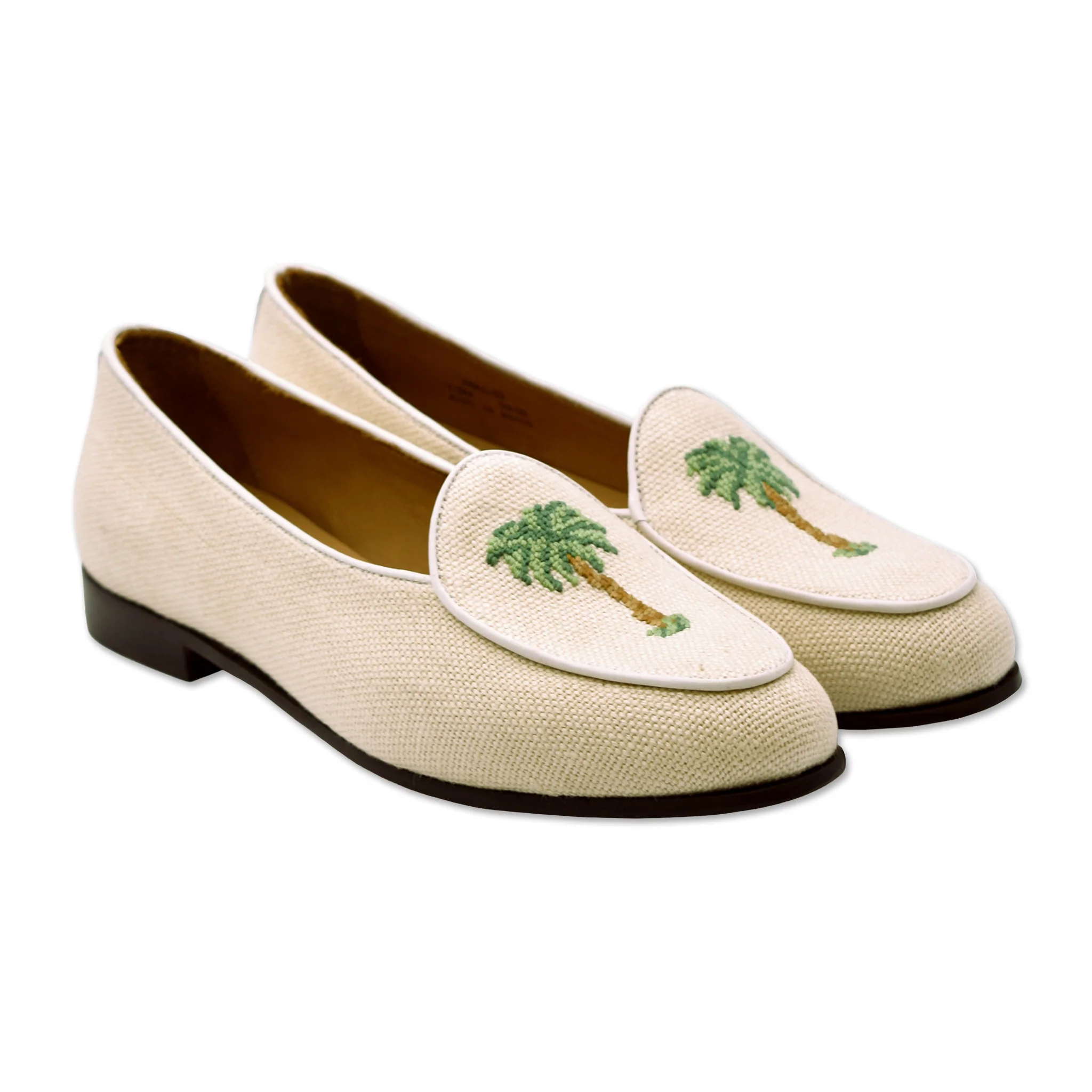 Palm Tree Women's Linen Belgian Loafers (Natural Linen)