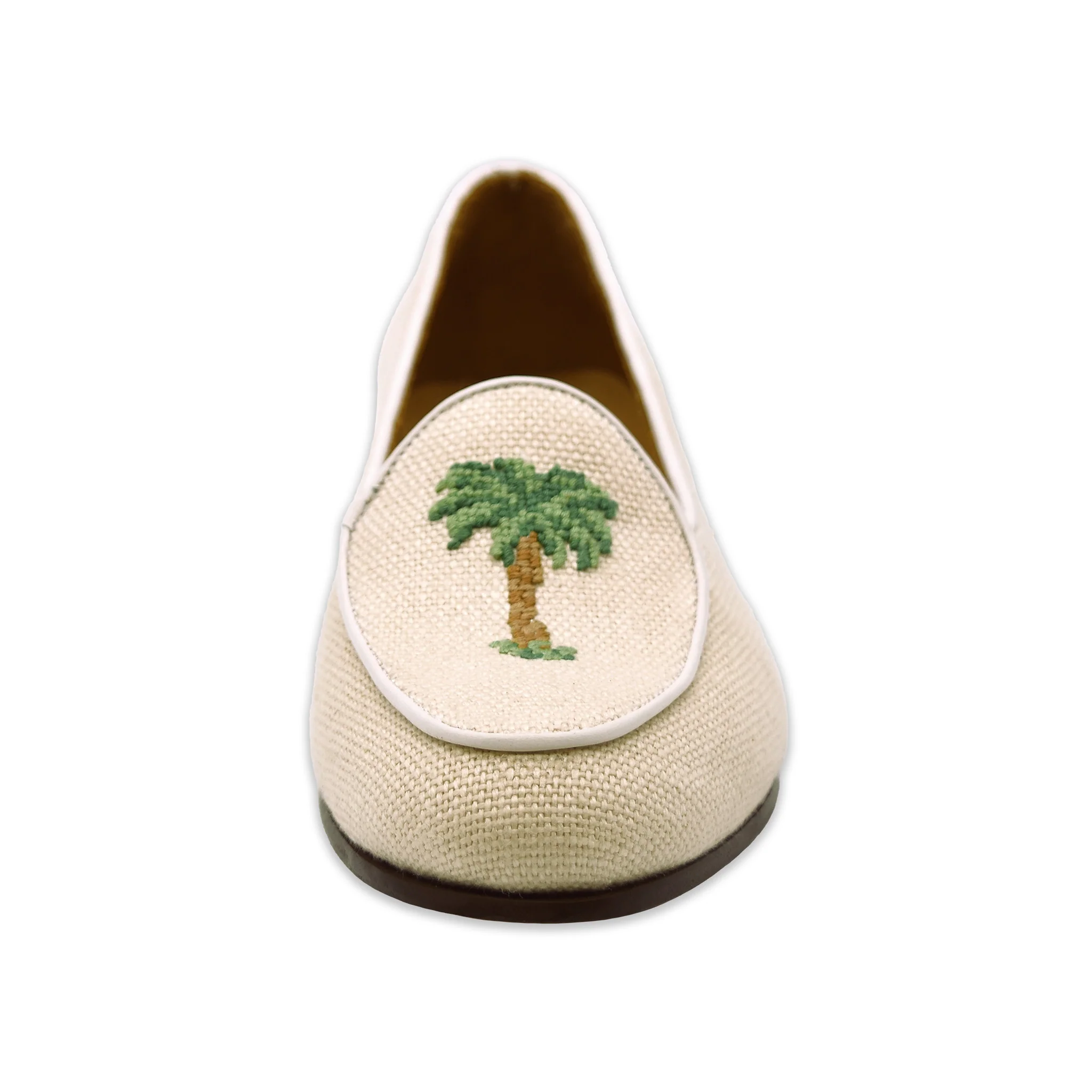 Palm Tree Women's Linen Belgian Loafers (Natural Linen) - Image 2