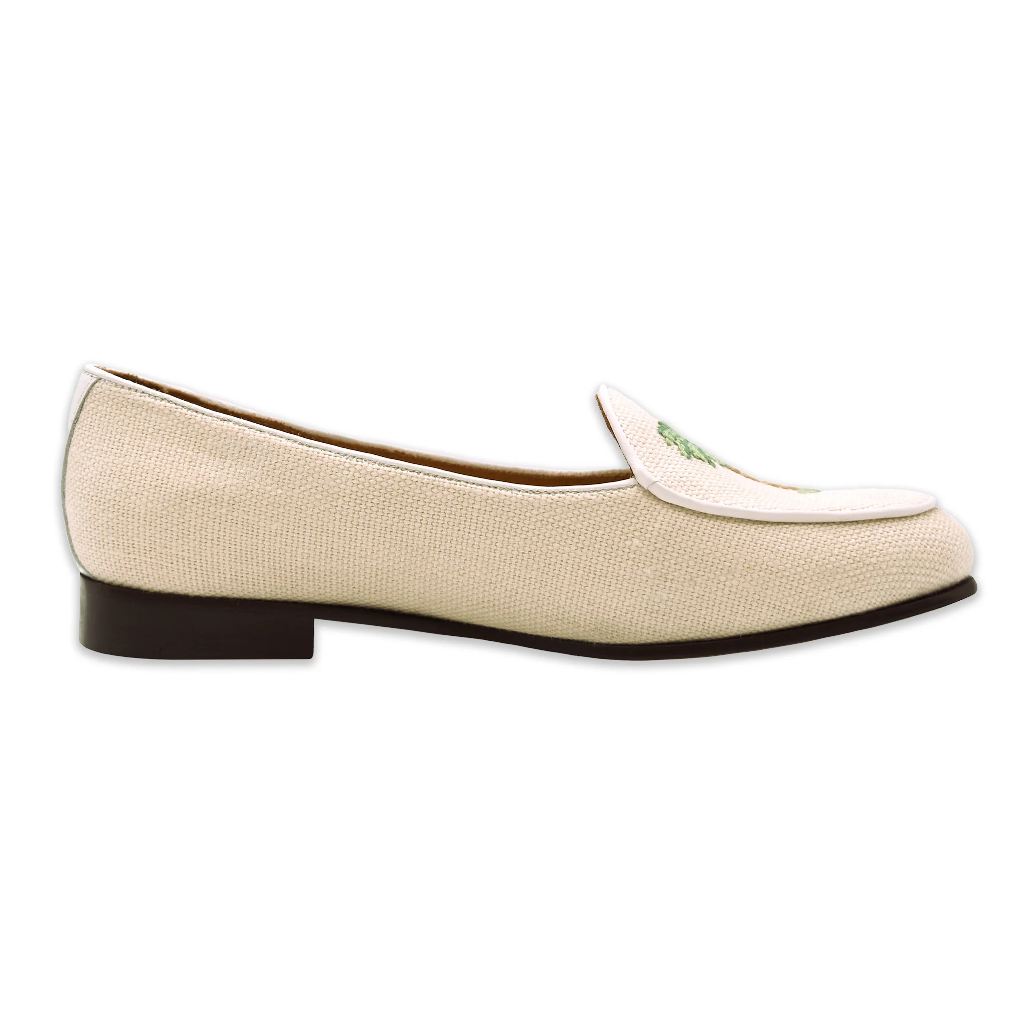Palm Tree Women's Linen Belgian Loafers (Natural Linen) - Image 3