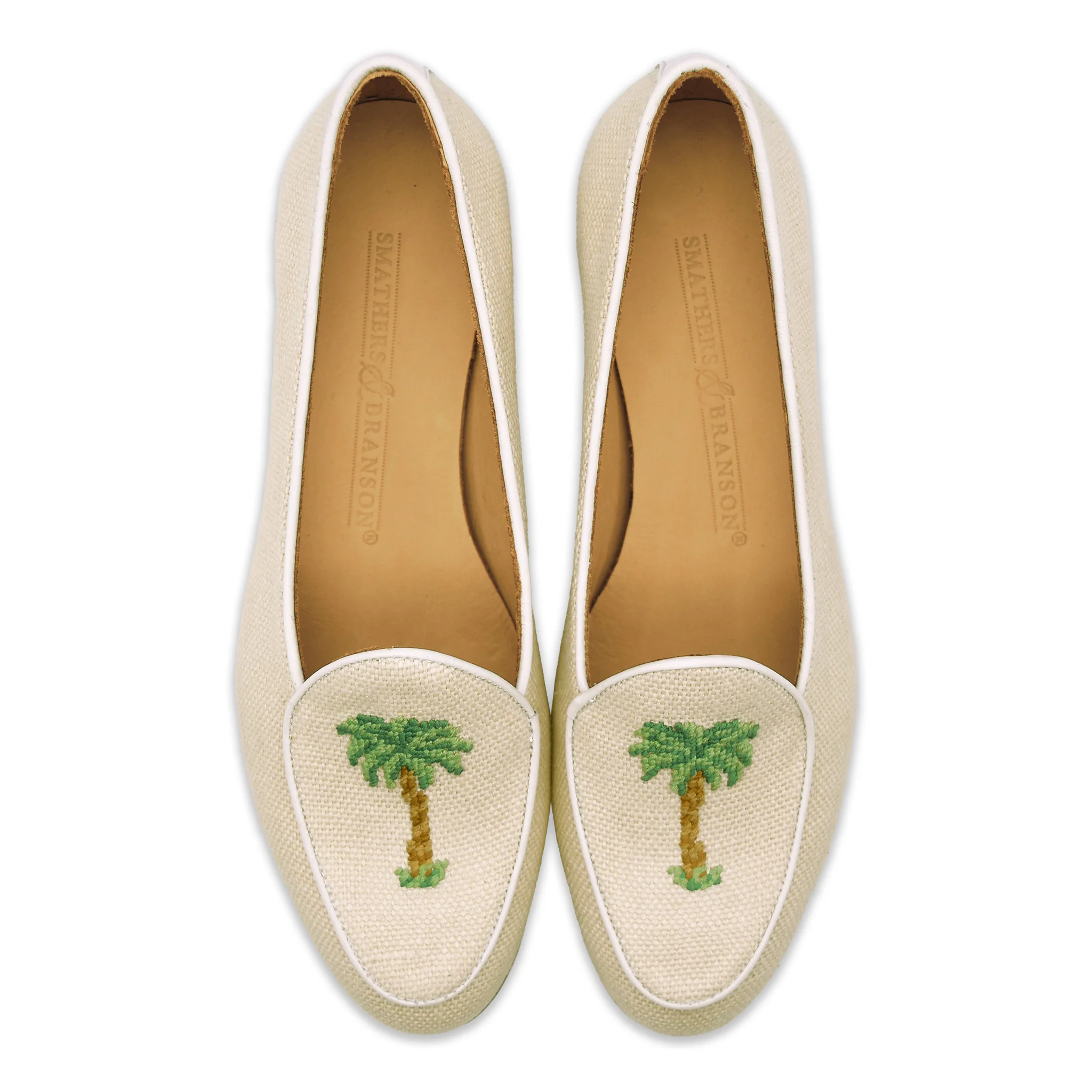 Palm Tree Women's Linen Belgian Loafers (Natural Linen) - Image 5