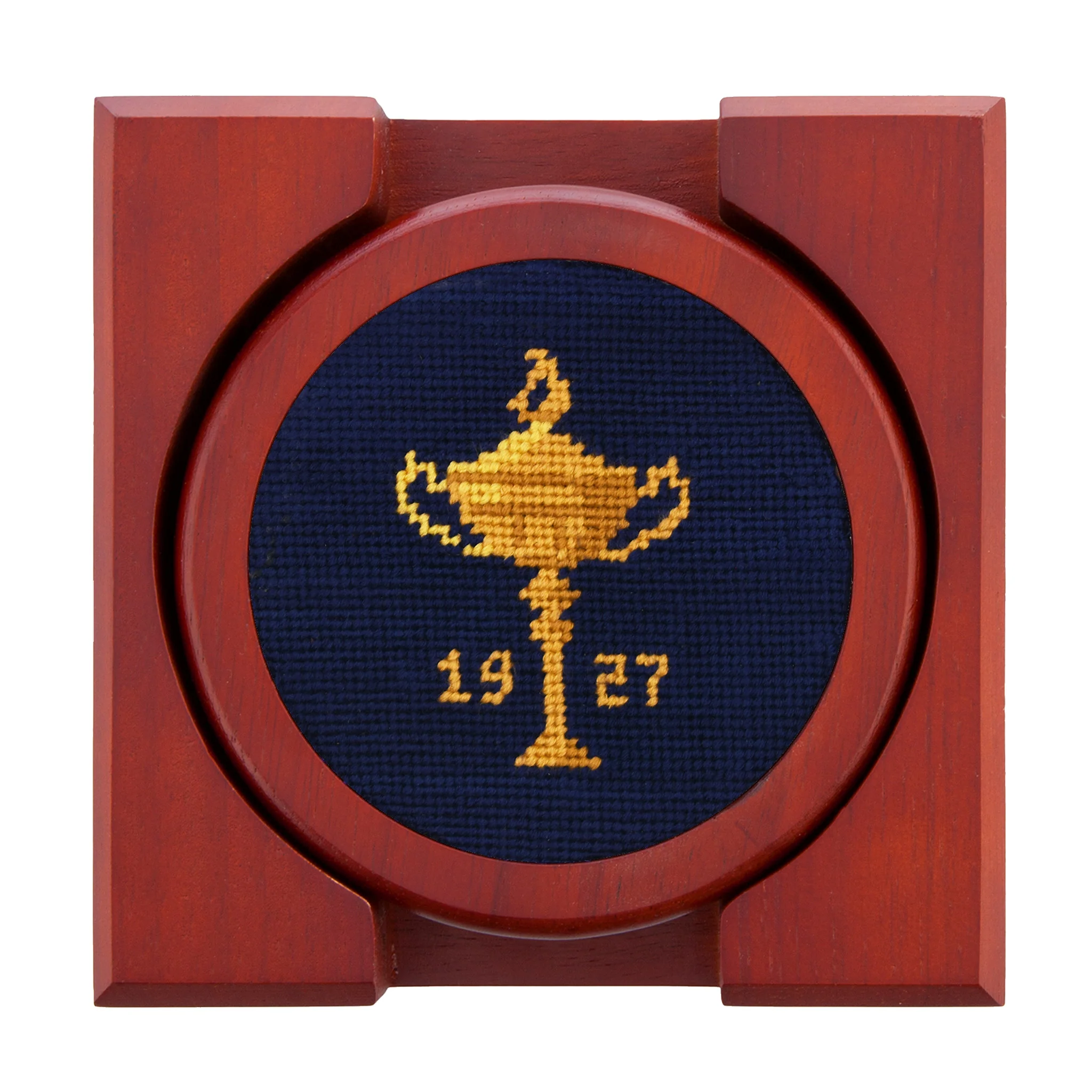 Ryder Cup 1927 Trophy-American Flag-EU Flag Coasters (Dark Navy) - Image 2
