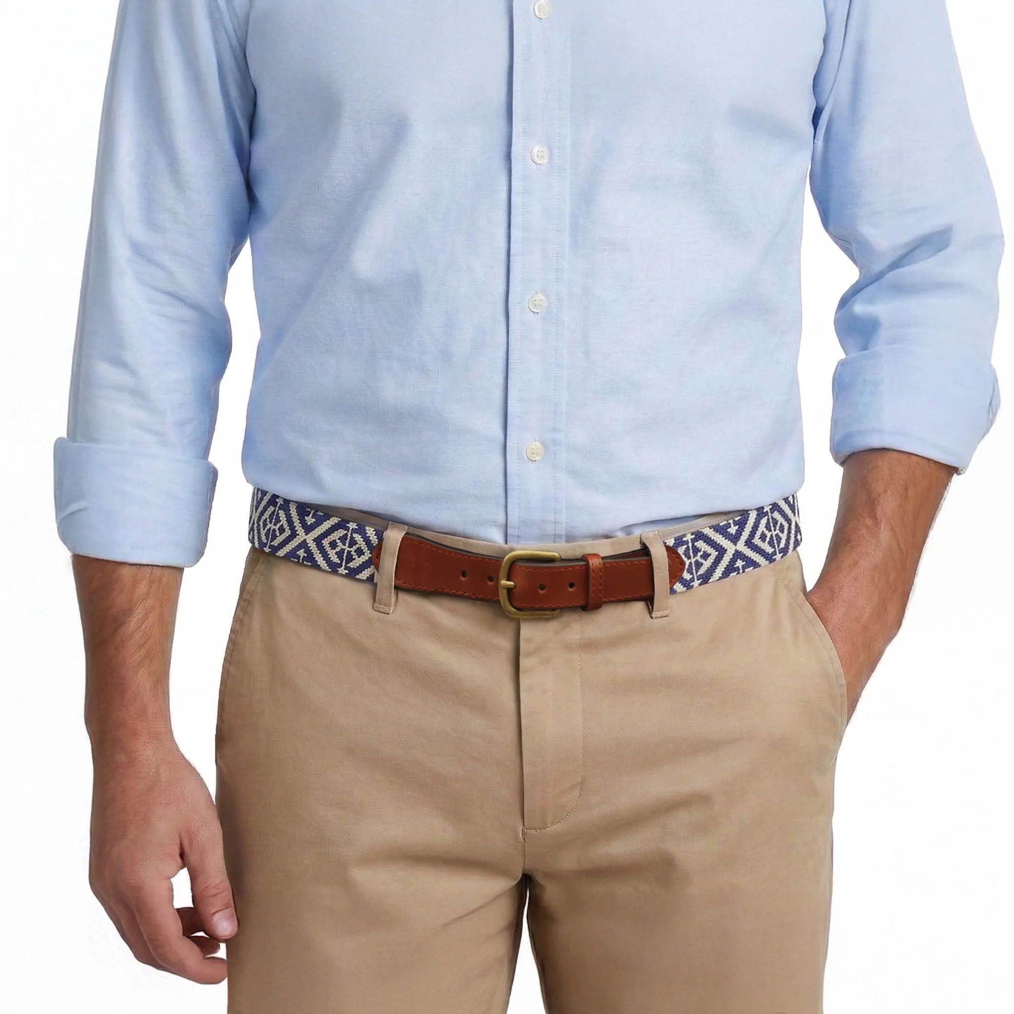 Scarsdale Belt (Classic Navy-Light Khaki) - Image 4