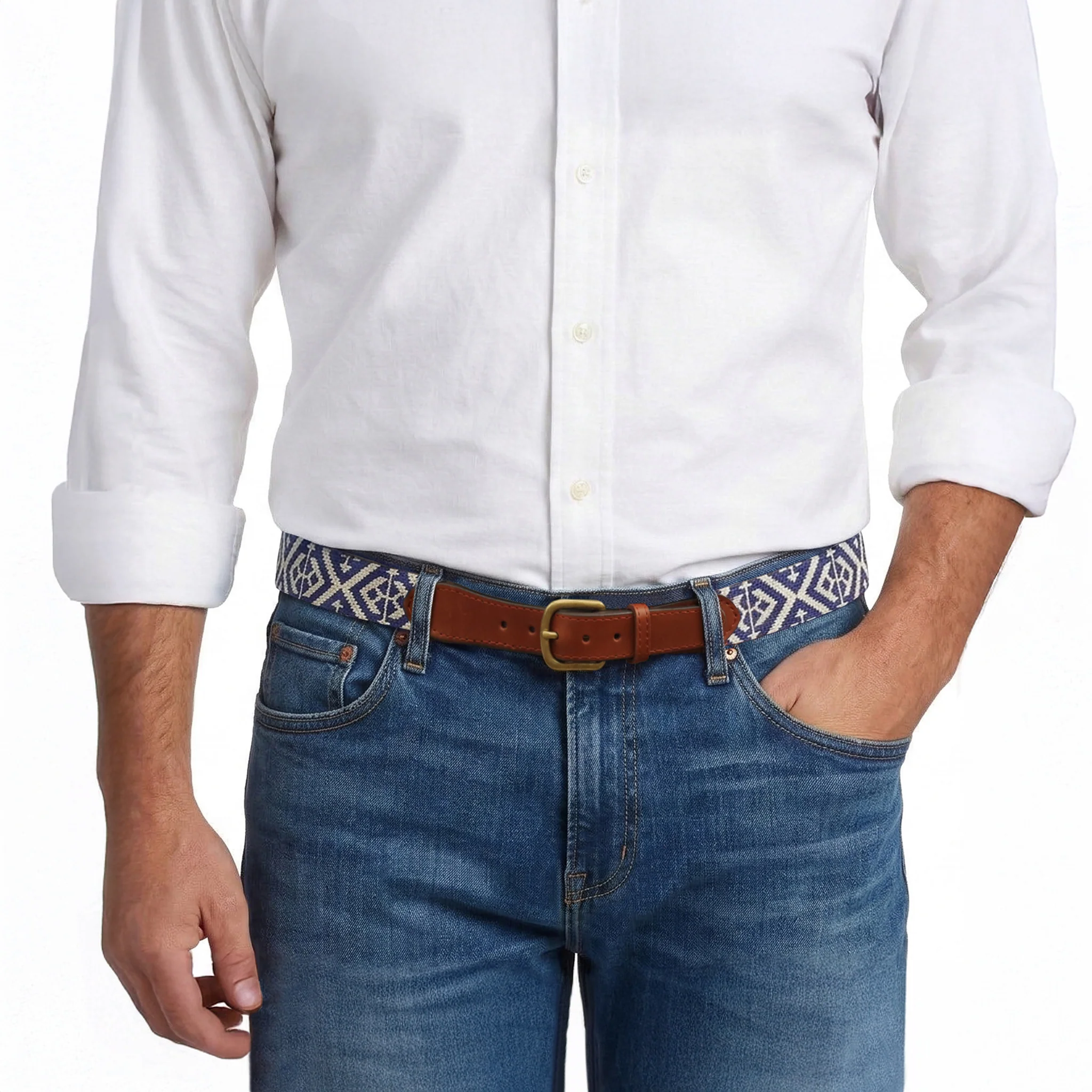 Scarsdale Belt (Classic Navy-Light Khaki) - Image 5