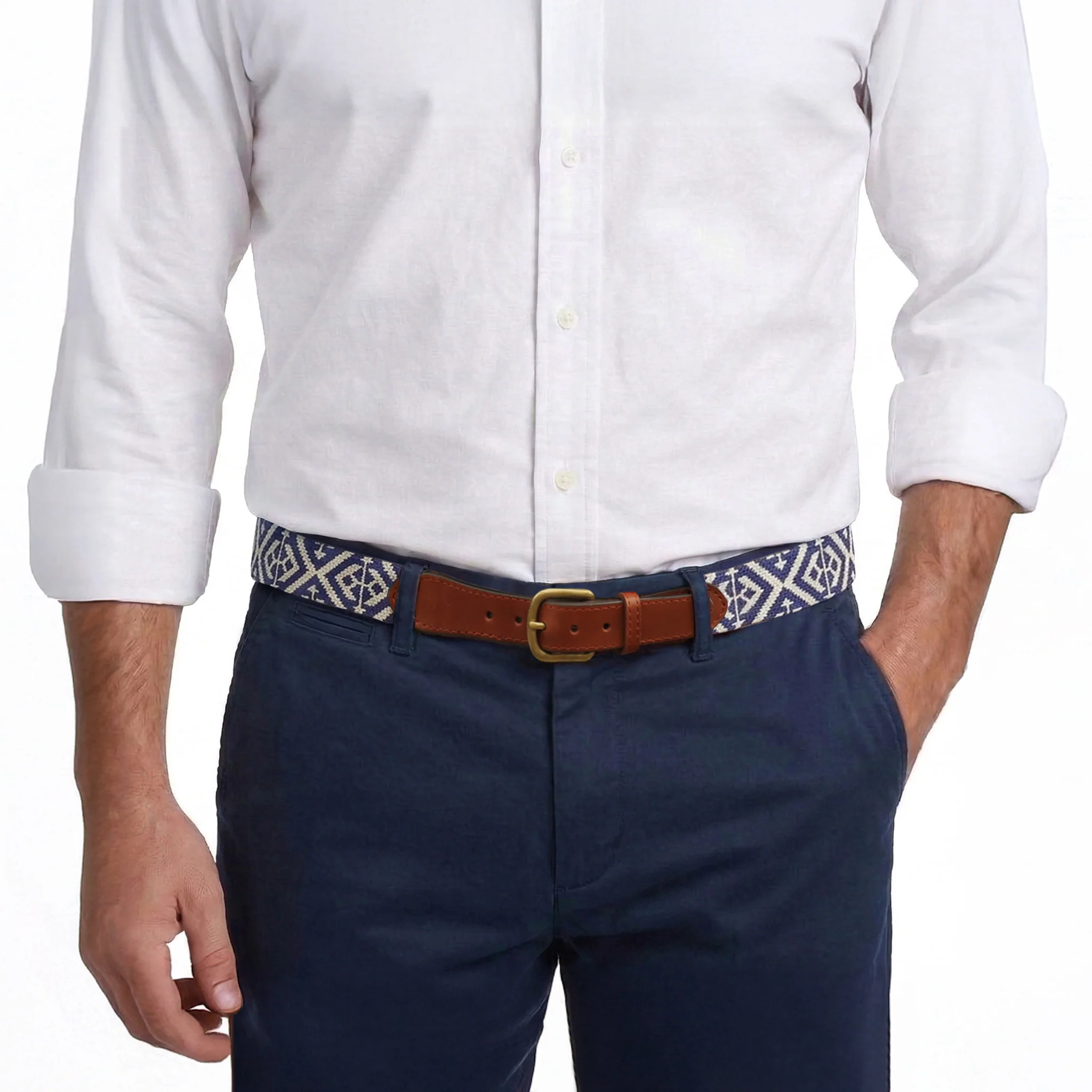 Scarsdale Belt (Classic Navy-Light Khaki) - Image 8