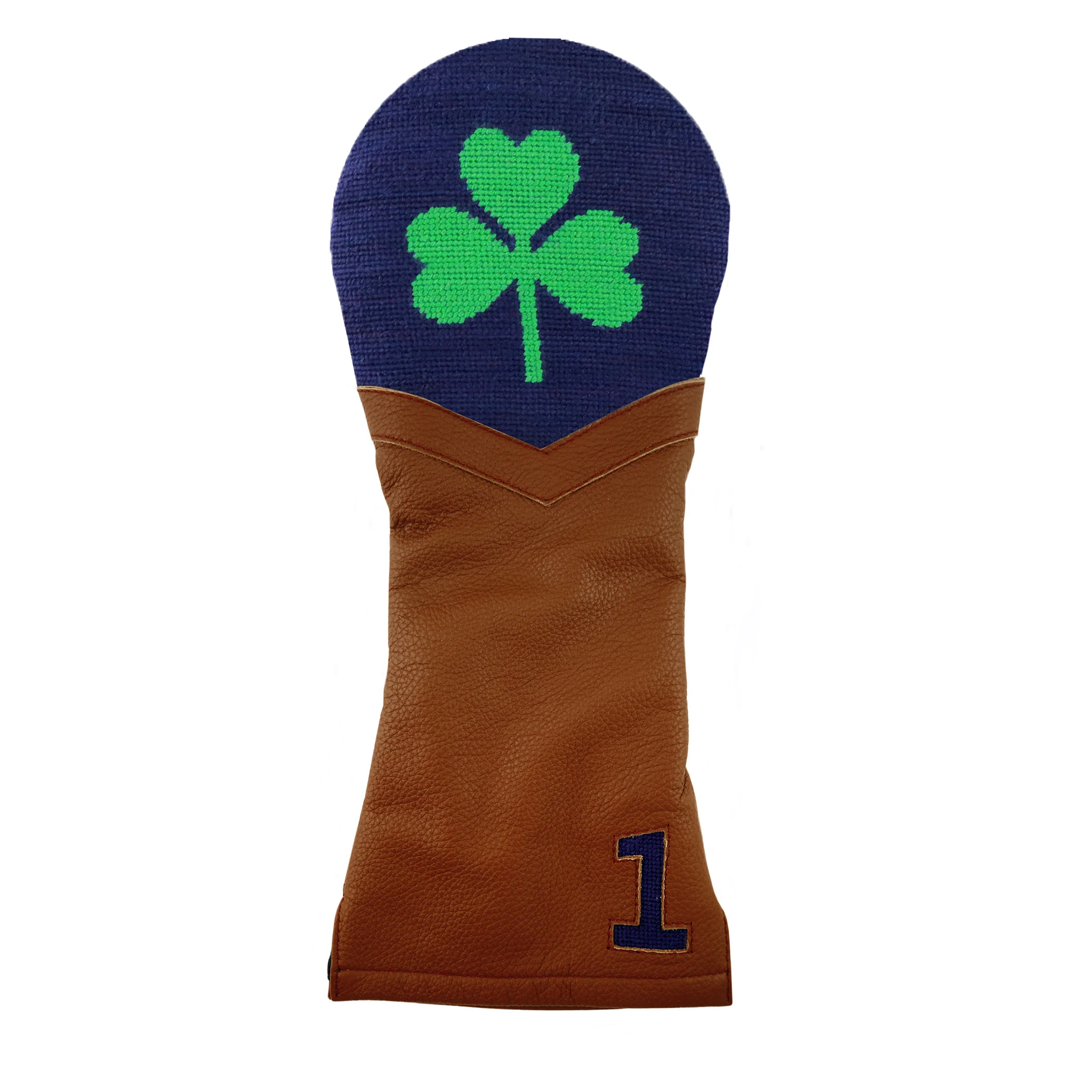 Shamrock Driver Headcover (Dark Navy) (Chestnut Leather)